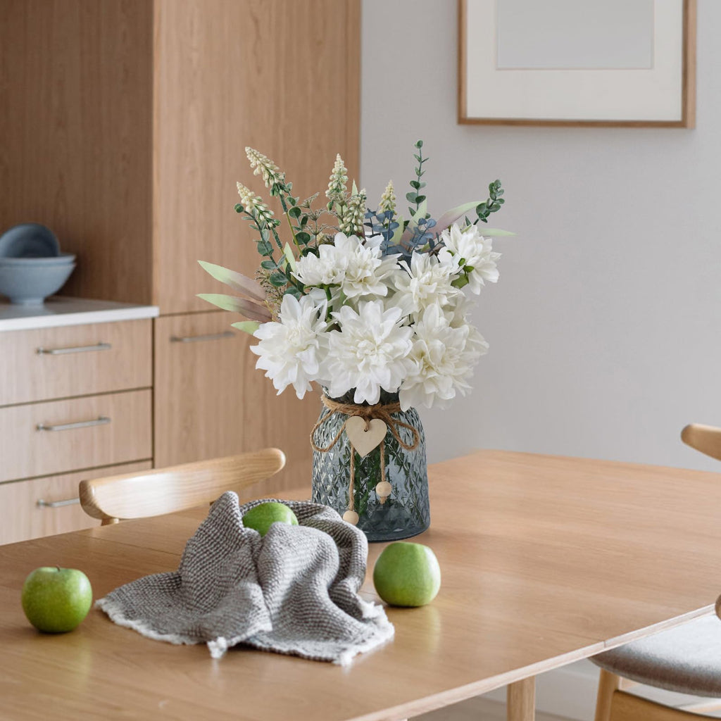 Leftover Fake Flowers in Vase,Faux Flowers in Vase,Table Centerpieces for Dining Room,Flower Centerpieces for Tables,Artificial Flowers,Kitchen Decor,Coffee Table Decor
