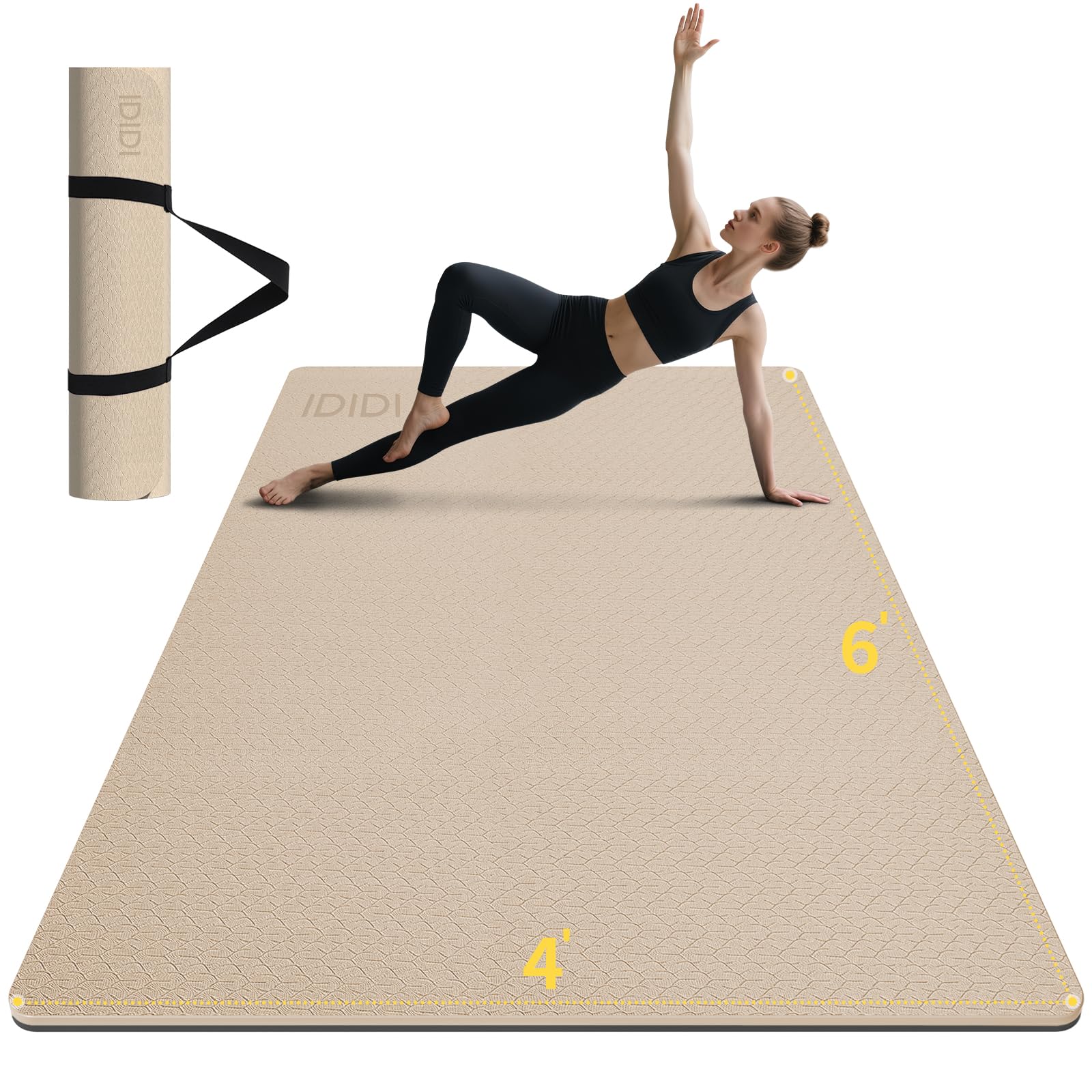 Large Yoga Mat (6'x 4')-POE 0.28''/0.32''/0.4'' Thick Fitness Mat, Eco-Friendly Exercise Mat for Home Workouts, Ideal for Yoga and Pilates