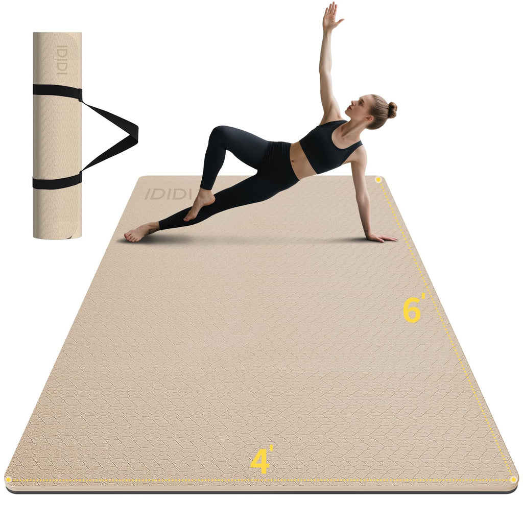 Large Yoga Mat (6'x 4')-POE 0.28''/0.32''/0.4'' Thick Fitness Mat, Eco-Friendly Exercise Mat for Home Workouts, Ideal for Yoga and Pilates