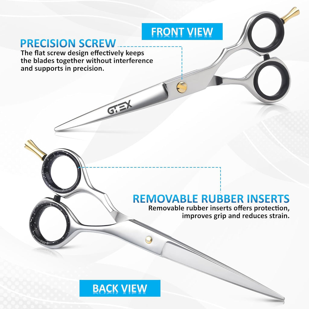 GTEX Hair Scissors, 6.5 inch Professional Hair Cutting Scissors for Women Men Adults - Barber Scissors Hair Shears - Super Sharp Haircut Scissors - Tijeras De Peluqueria Profesional