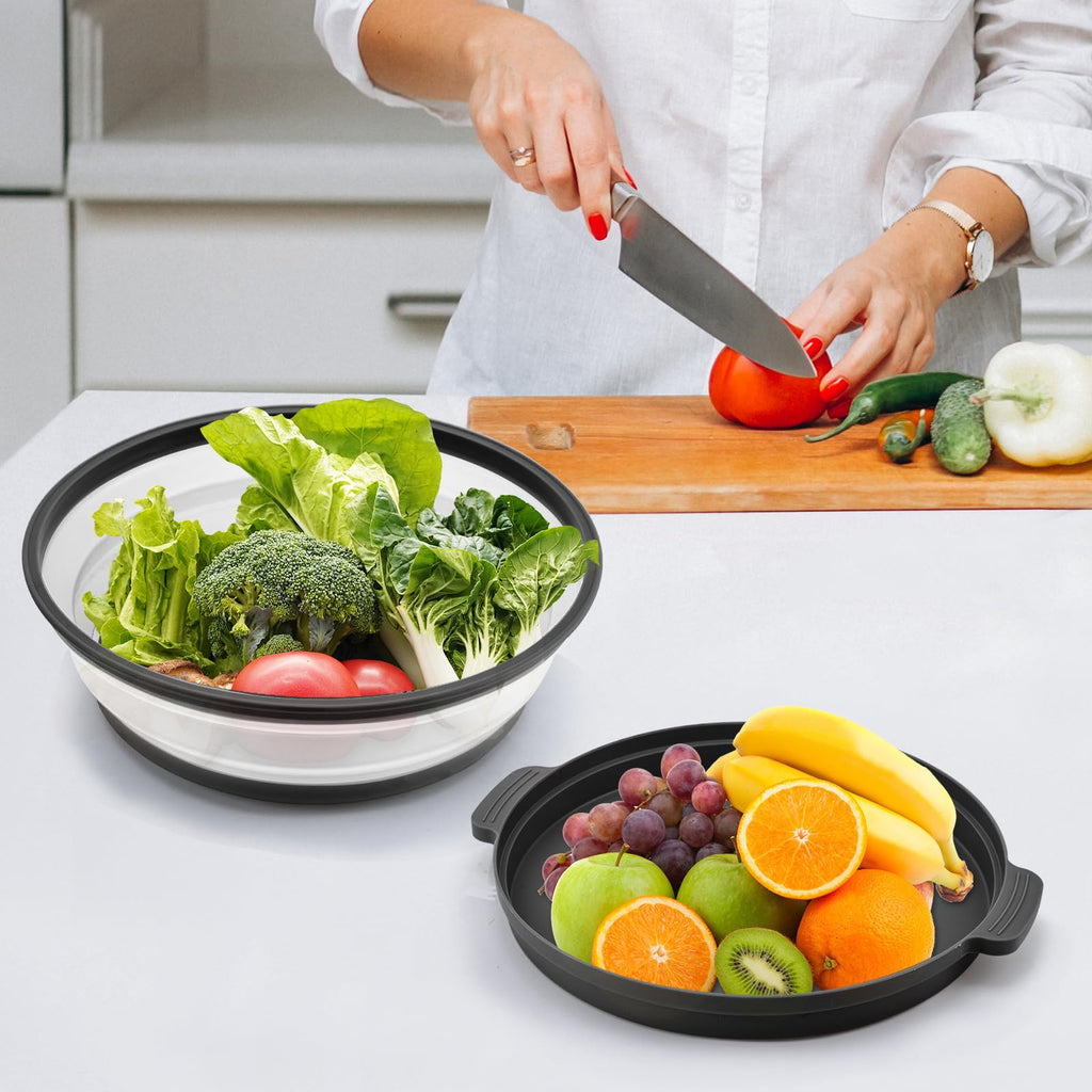 Microwave Splatter Cover for Food with Anti-scald Base Plate,Large Plastic & Silicone Vented Avoid Scalding Collapsible Guard Lid, Plate Holder & Kitchen Colander for Meal Prep-10.7 Inch (2 Pcs BRed)