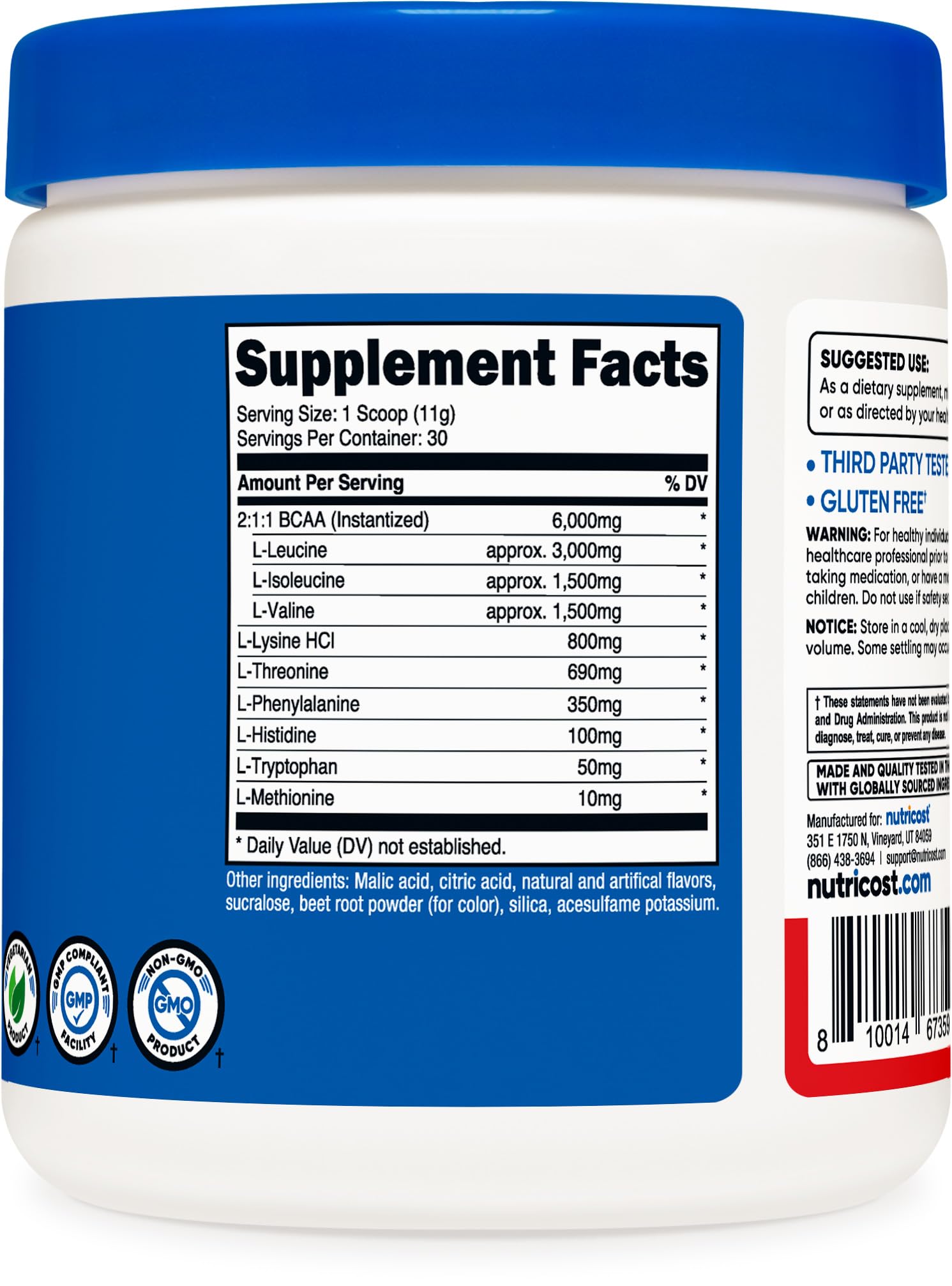 Nutricost EAA Powder 30 Servings (Blue Raspberry) - Essential Amino Acids - Non-GMO, Gluten Free, Vegetarian Friendly