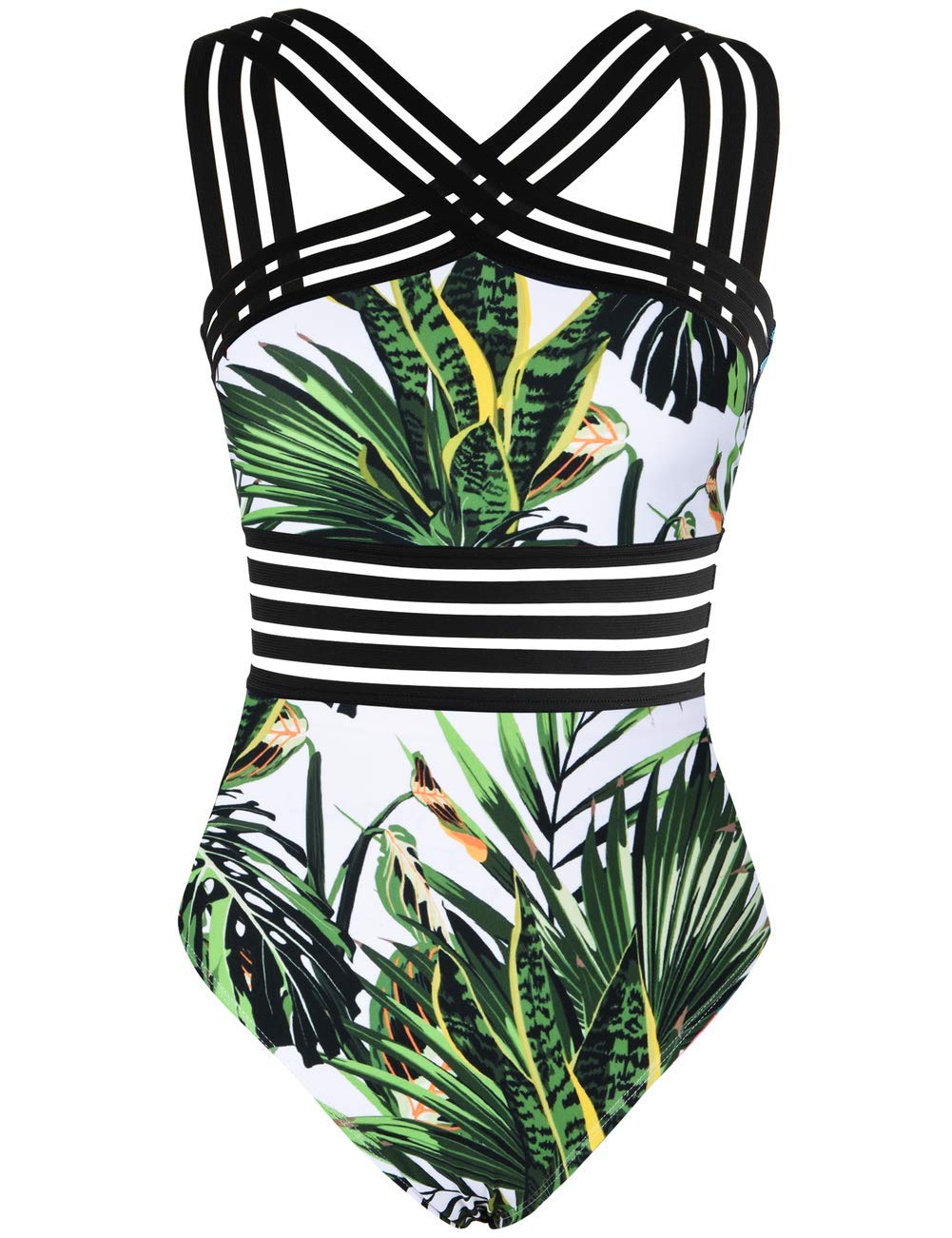 Hilor Women's Tummy Control Swimsuits Slimming One Piece Bathing Suits Front Crossover Swimwear