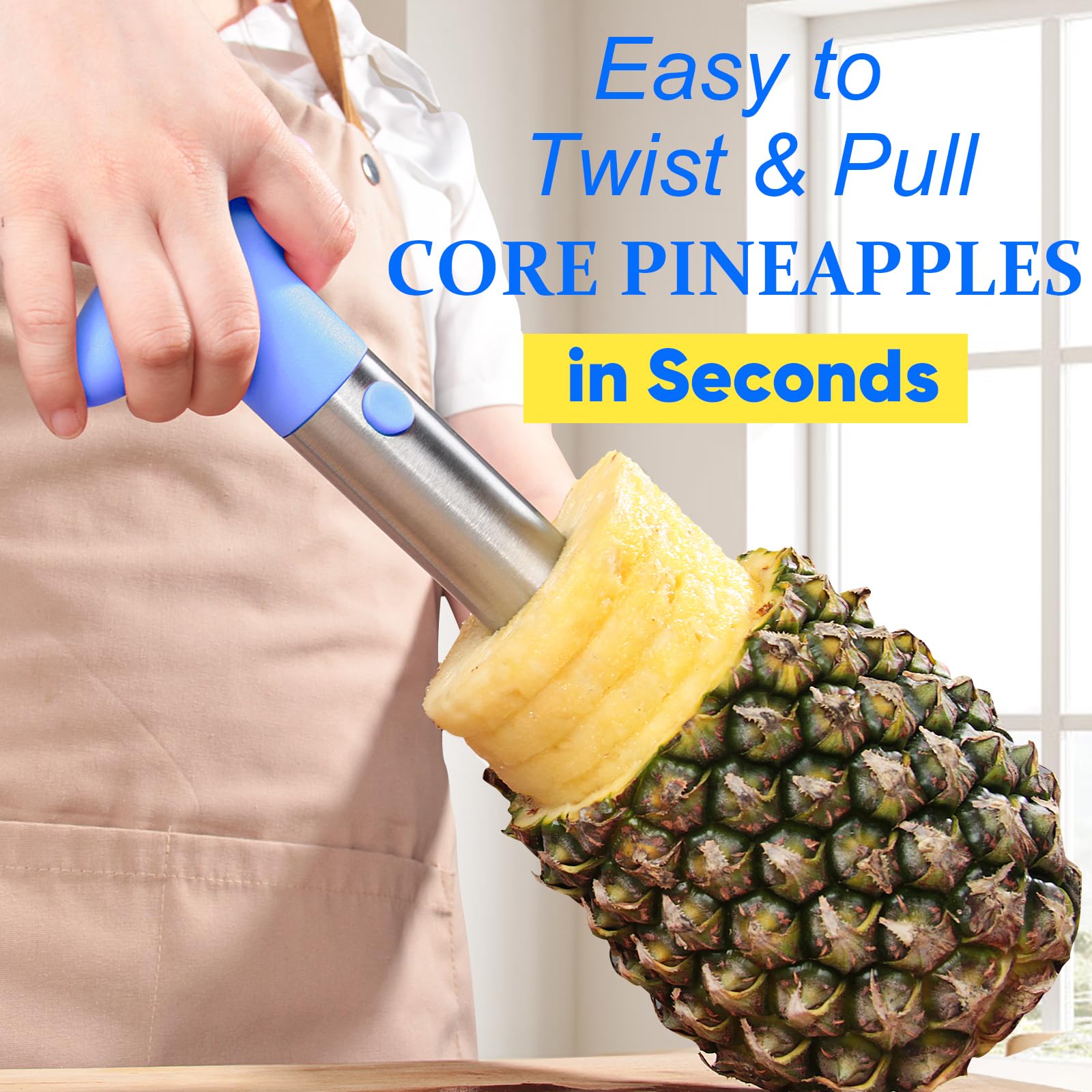 Pineapple Corer, [Upgraded, Reinforced, Thicker Blade] Newness Premium Pineapple Corer Remover, Stainless Steel Pineapple Core Remover Tool for Home & Kitchen with Sharp Blade for Diced Fruit Rings