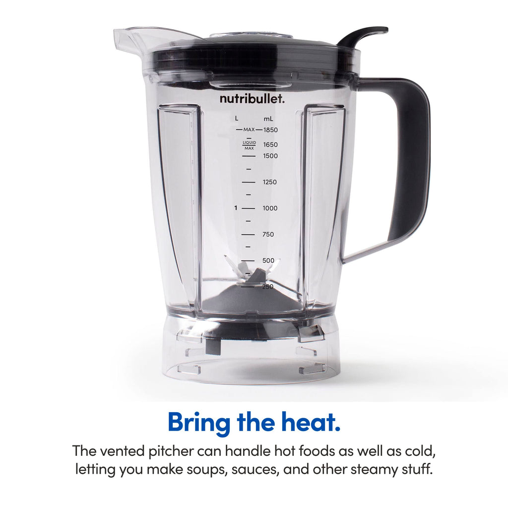 nutribullet Full-Size Blender Combo, Single-Serve & Large Capacity, 1200W, 64oz Pitcher, 32oz Cup, Extractor Blade, 3-Speed, Pulse, Smoothies, Soups, Sauces, Easy Cleaning, Matte Black, NBF50500AK