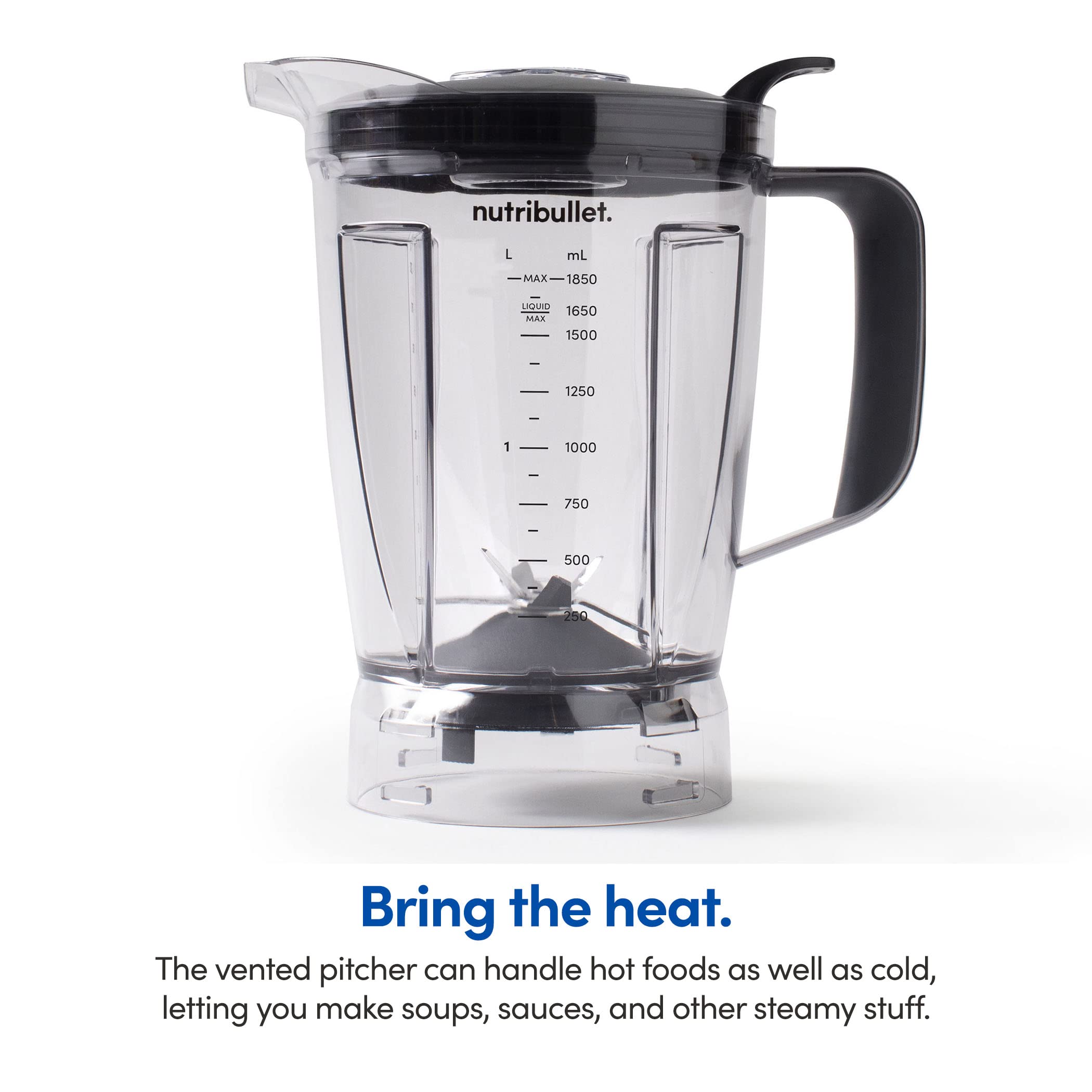 nutribullet Full-Size Blender Combo, Single-Serve & Large Capacity, 1200W, 64oz Pitcher, 32oz Cup, Extractor Blade, 3-Speed, Pulse, Smoothies, Soups, Sauces, Easy Cleaning, Matte Black, NBF50500AK