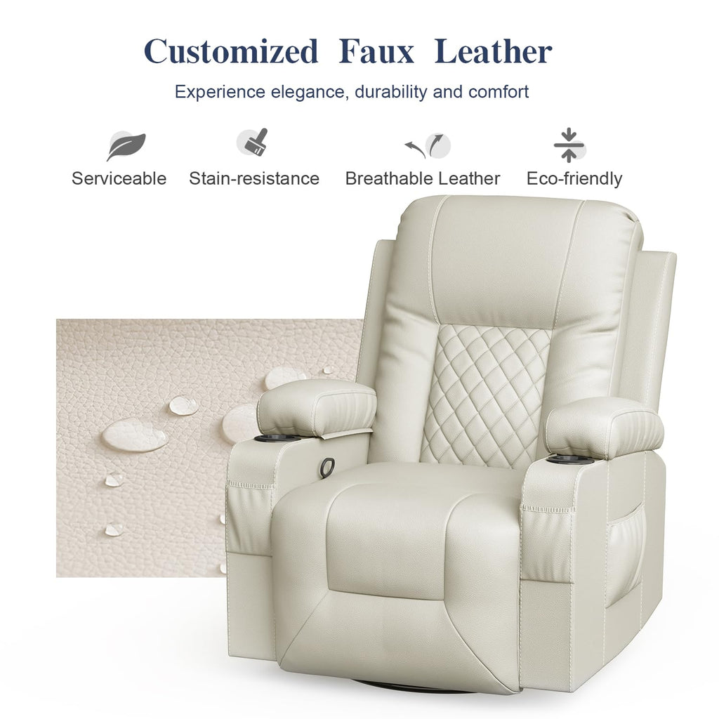 Recliner Chairs for Adults, FSC Certified Massage Reclining Chair with Heated Modern, Ergonomic Lounge Single Reclining Sofa Seat with Cup Holder & Pocket, Living Room Lounge Recliners Black