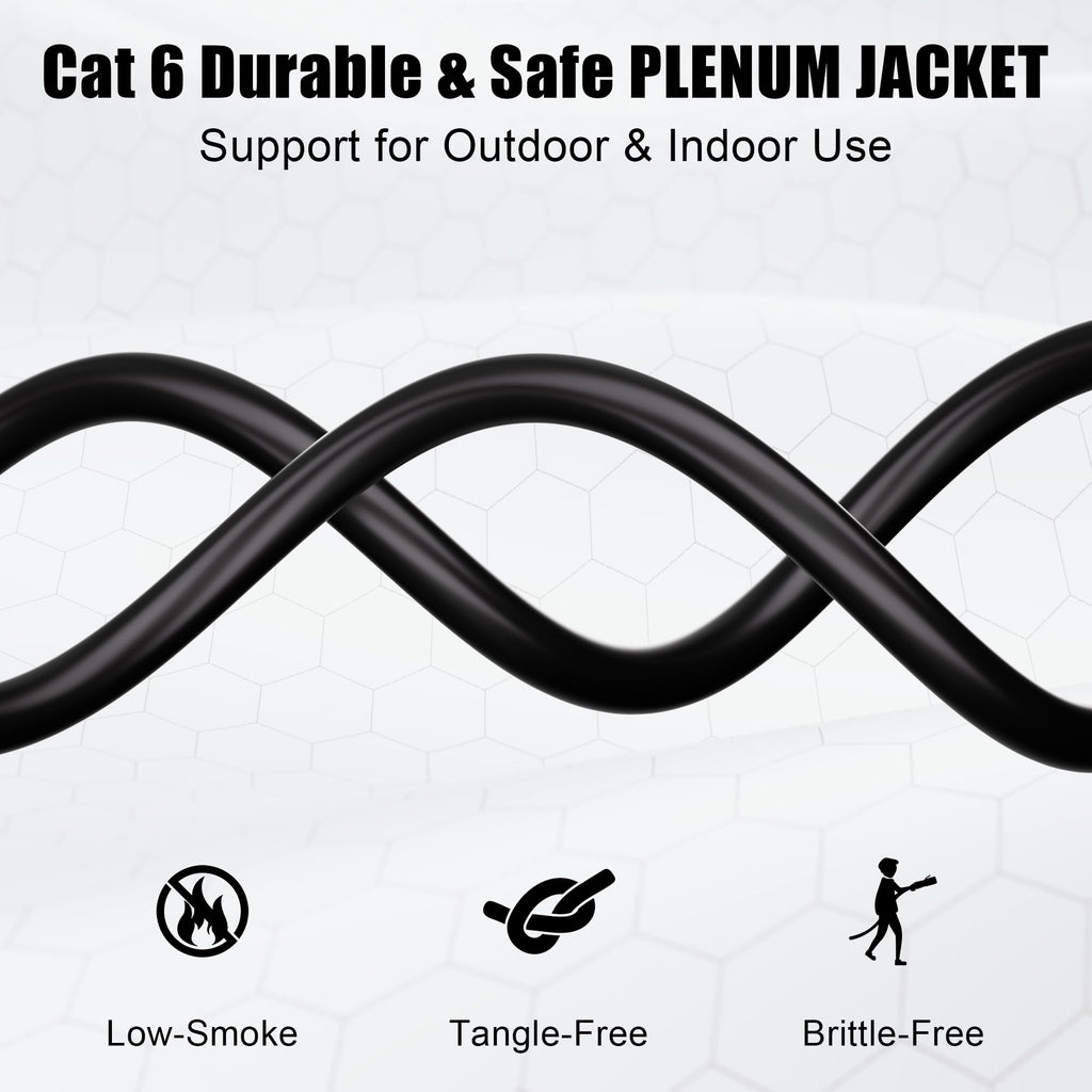 MEIPEK Cat 6 Shielded Ethernet Cable 10ft, Outdoor&Indoor Cat 6 Patch Cable, Heavy Duty 23AWG, High Speed, Weatherproof, UV Resistant Cat6 RJ45 LAN Network Cables for Gaming, Modem