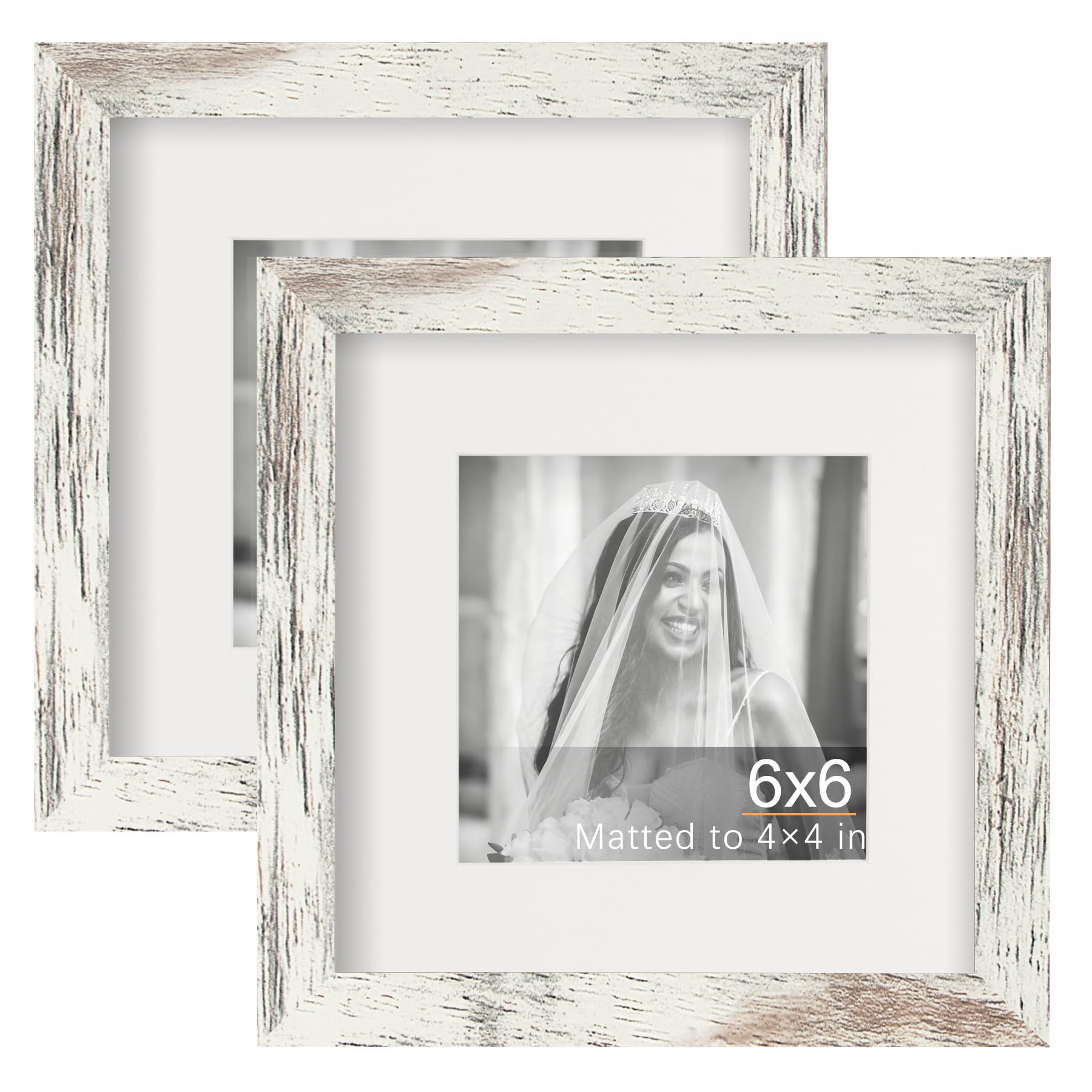 TOFOREVO Picture Frames 4x4 Set of 2 Black Wood Grain Photo Frame for Gallery Wall Mounting or Tabletop Display