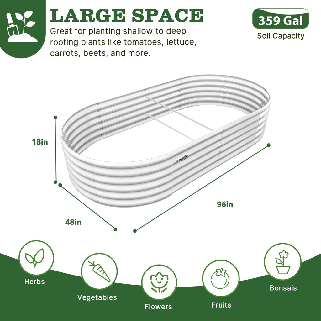 A ANLEOLIFE 2-Pack 3ft x 24” Tall Galvanized Raised Garden Beds Outdoor, Round Metal Planter Box for Planting Vegetables Flowers Herb, Anti-Rust & Easy-Setup, Quartz Grey