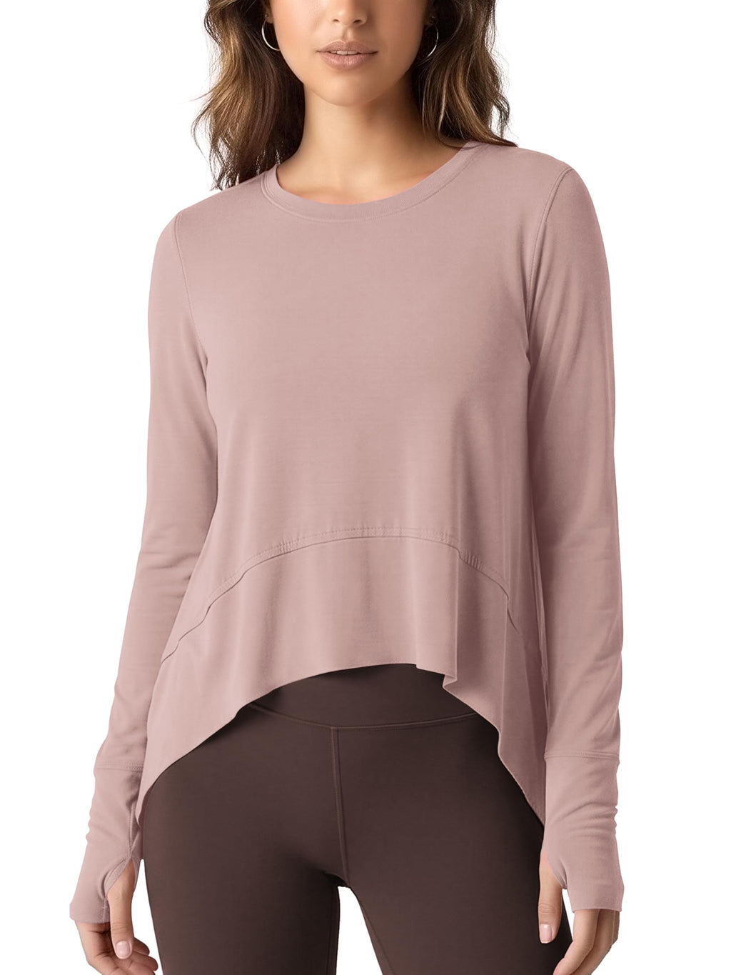 ODODOS Long Sleeve Tee for Women with Thumb Hole Athletic Gym Workout Crop Tops Yoga Shirts