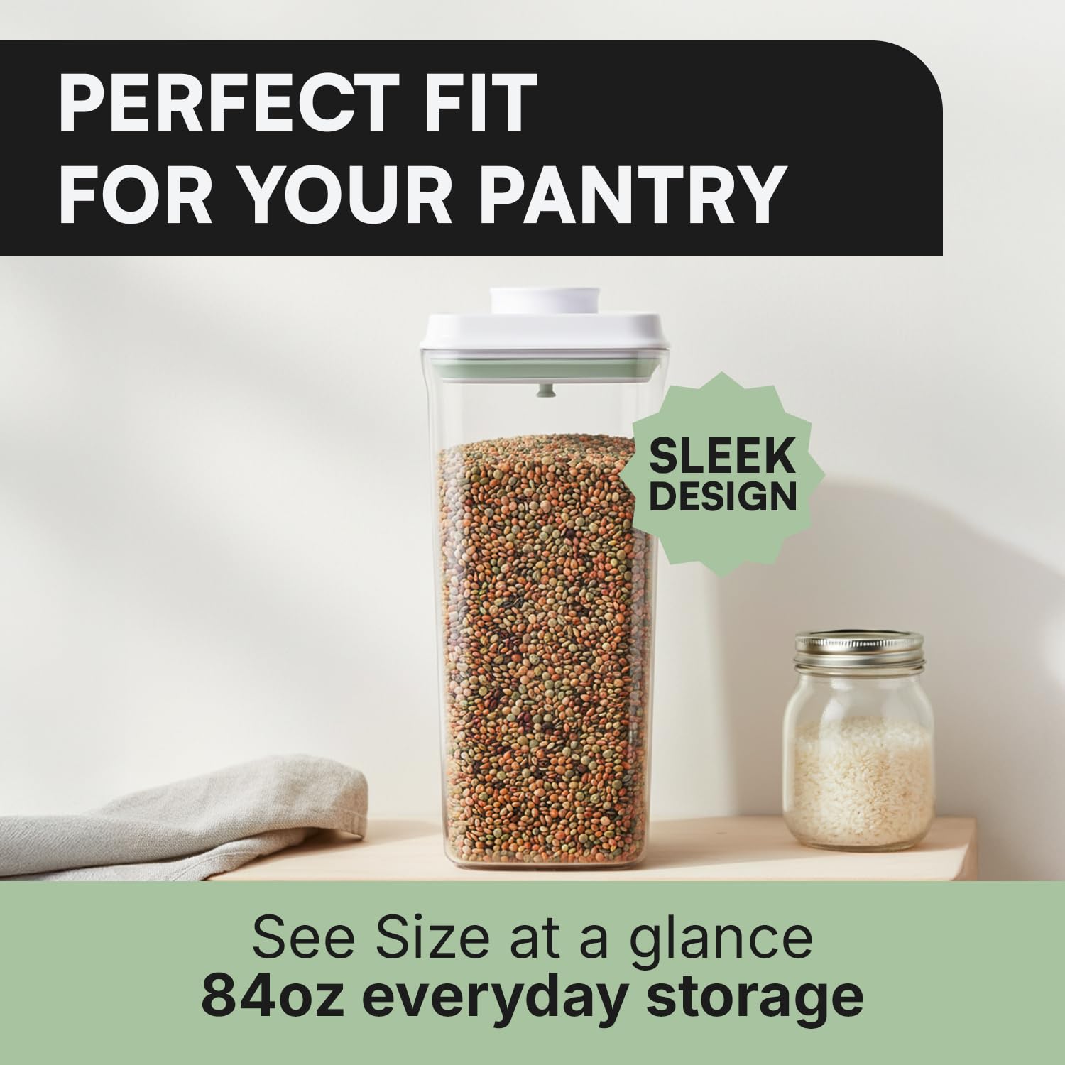 Bop Top Airtight Food Storage Containers with Lid 13.5 Cups / 108 oz | Kitchen Canister Sets | Air Tight Pantry Container | Pop Top Dry Food Storage Containers for Snacks, Sugar, Flour, Baking, Pasta