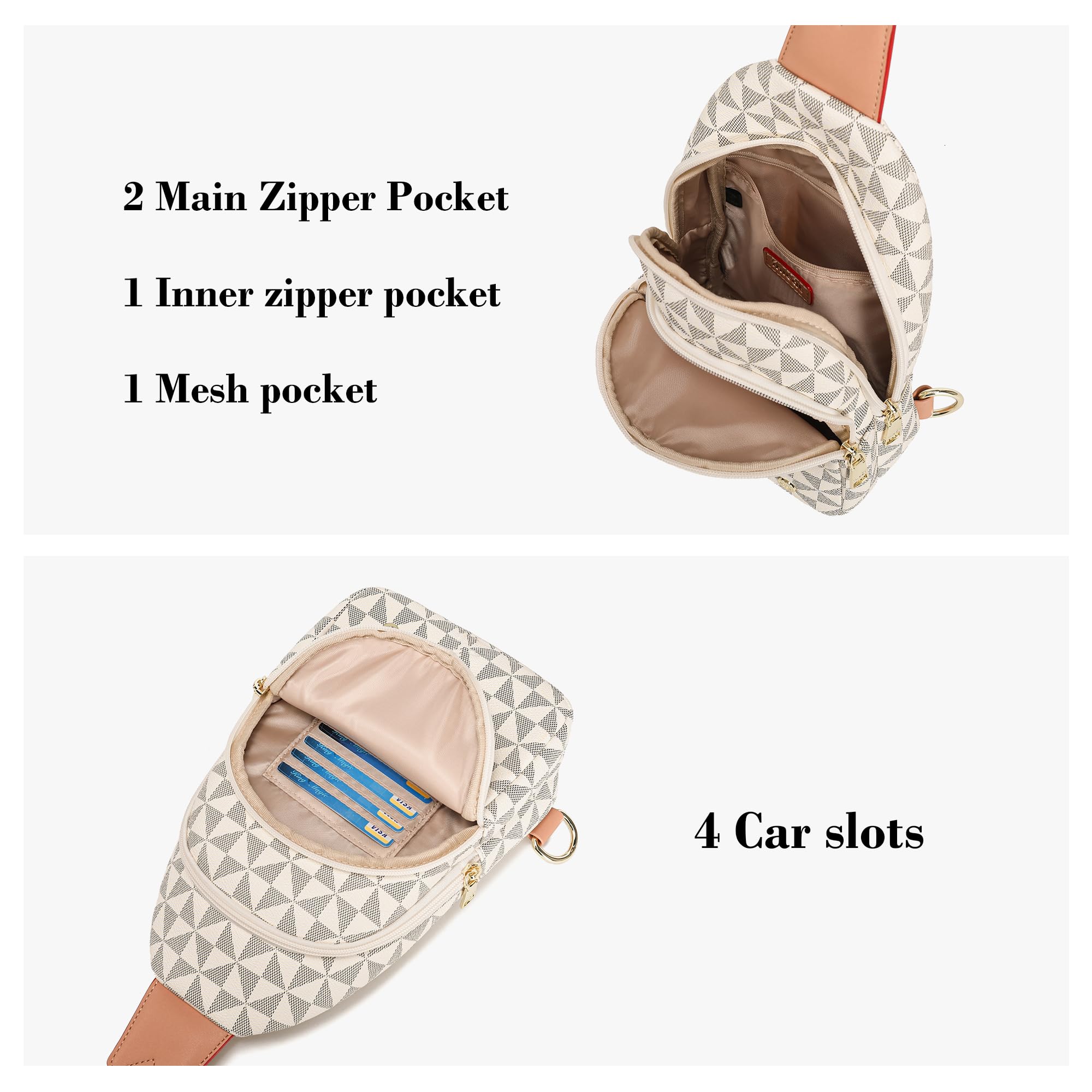 INICAT Small Crossbody Sling Bags Faux Leather Fanny Packs Purses for Women Everyday & Travel