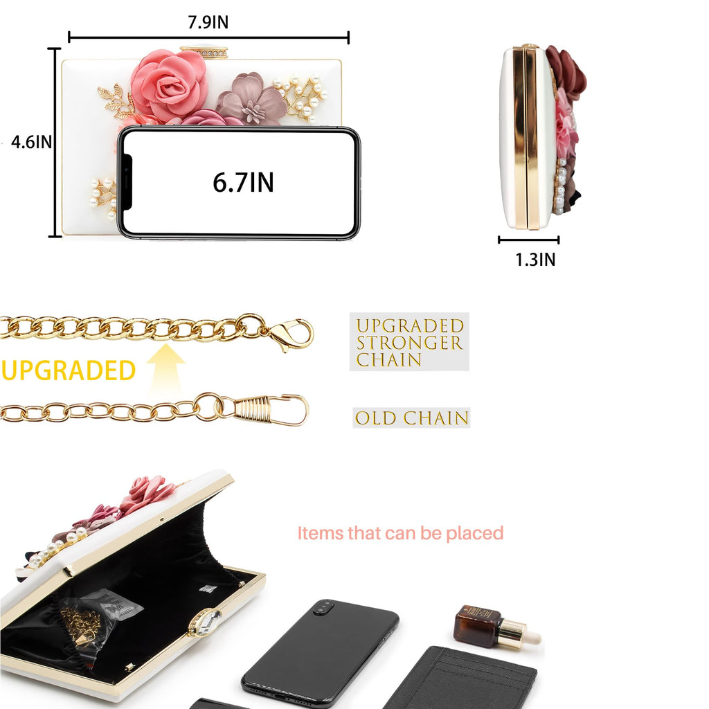 Evening Bag for Women, Flower Wedding Evening Clutch Purse Bride Floral Clutch Bag