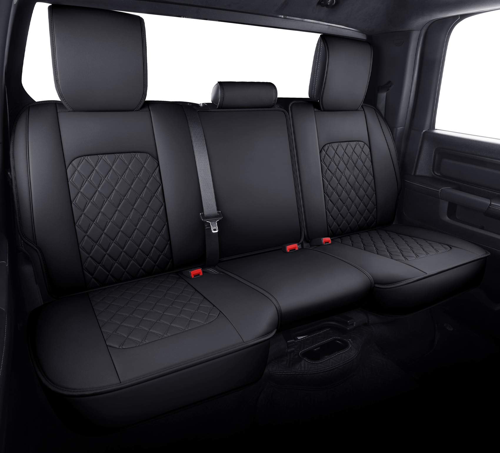 Aierxuan Dodge Ram Front Seat Covers Custom Fit 2009-2026 1500/2500/3500 Truck Pickup Crew Quad Regular Cab Heavy Duty Waterproof Leather Airbag Compatible Cushions(2 PCS Front/Black)