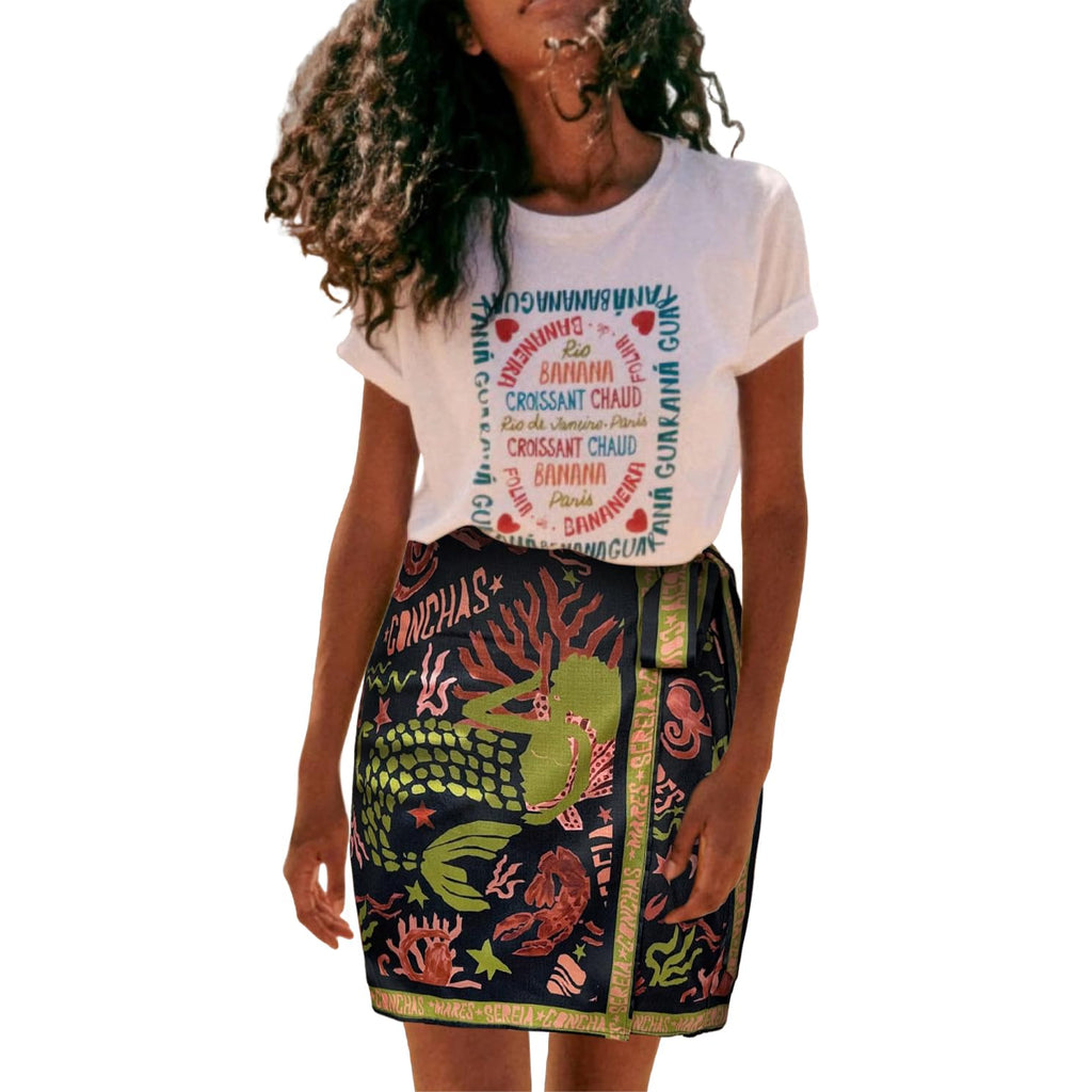 Womens Summer Floral Wrap Short Skirt Tie Side High Waist A Line Beach Vacation Boho Mini Skirt