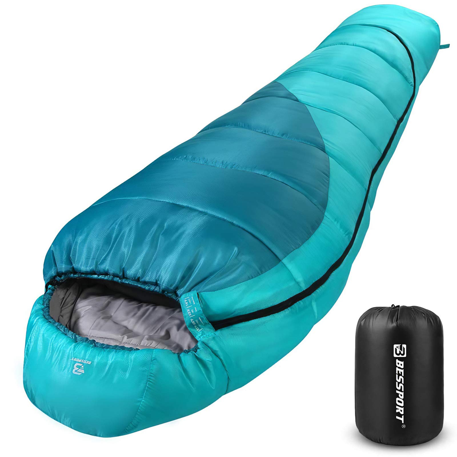 Bessport Mummy Sleeping Bag | 15-45 ℉ Extreme 3-4 Season Sleeping Bag for Adults Cold Weather– Warm and Washable, for Hiking Traveling & Outdoor Activities
