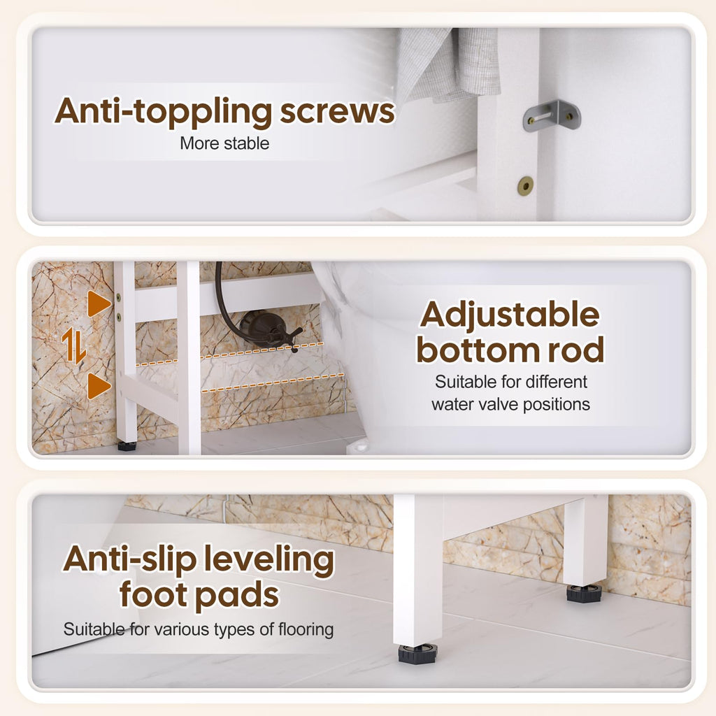 Cozivolife Over The Toilet Storage: 4-Tier Bamboo Organizer Rack with 2 Baskets & Paper Holder & 4 Hooks & Waterproof Feet Pad, Adjustable Freestanding Shelf for Bathroom (Brown)