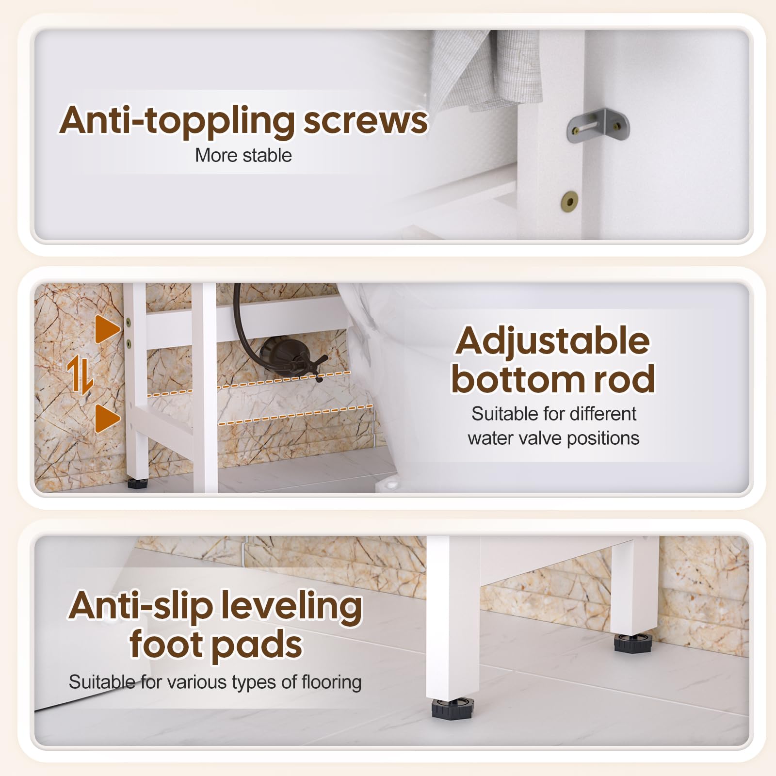 Cozivolife Over The Toilet Storage: 4-Tier Bamboo Organizer Rack with 2 Baskets & Paper Holder & 4 Hooks & Waterproof Feet Pad, Adjustable Freestanding Shelf for Bathroom (Brown)