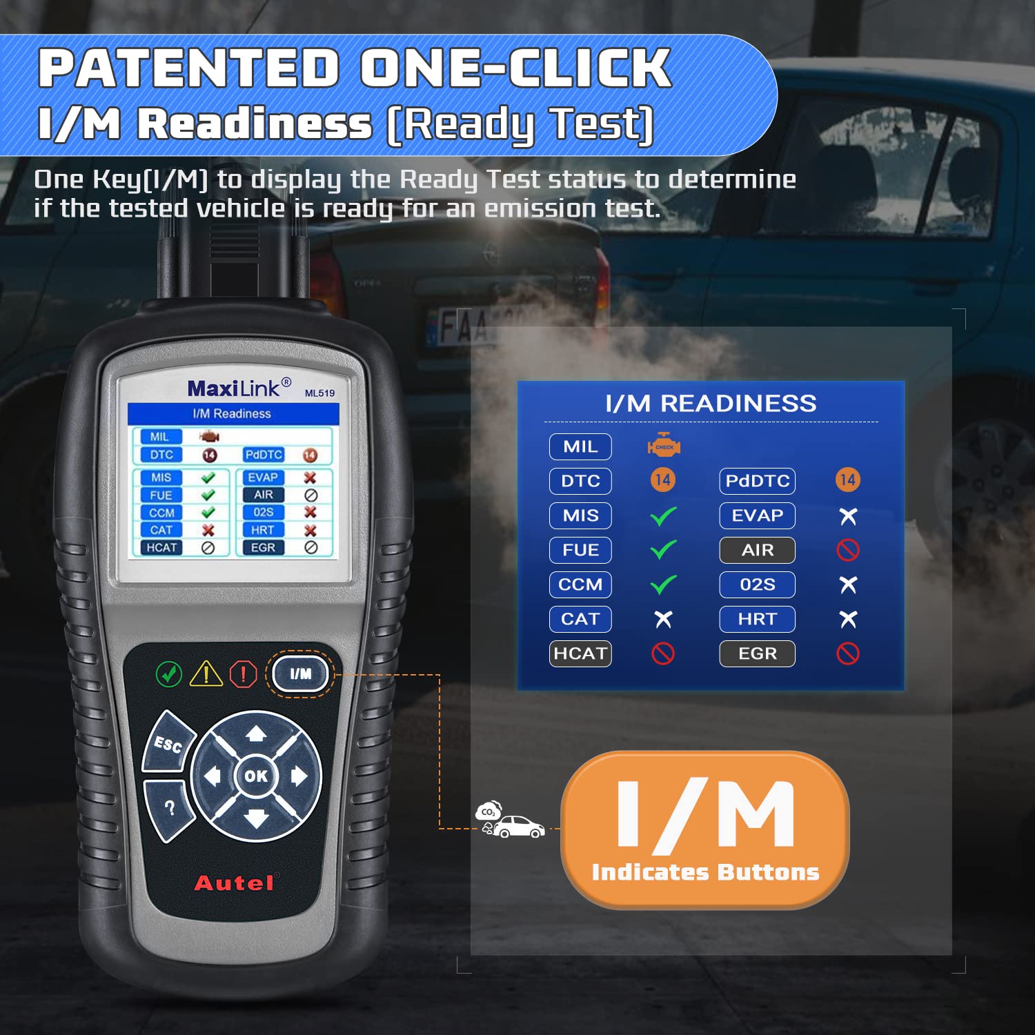 Autel MaxiLink ML519 Enhanced Mode 6 OBD2 Scanner Auto Diagnostic Scan Tool Check Engine Fault Code Reader CAN Scan Tool, Upgraded Ver. of AL319 Black