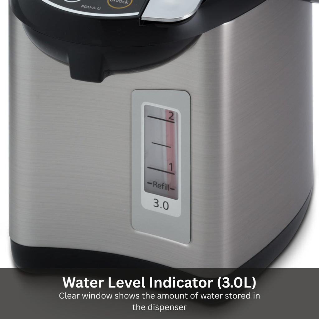 Tiger PDU-A30U-K Electric Hot Water Boiler and Warmer, Stainless Black, 3-Liter