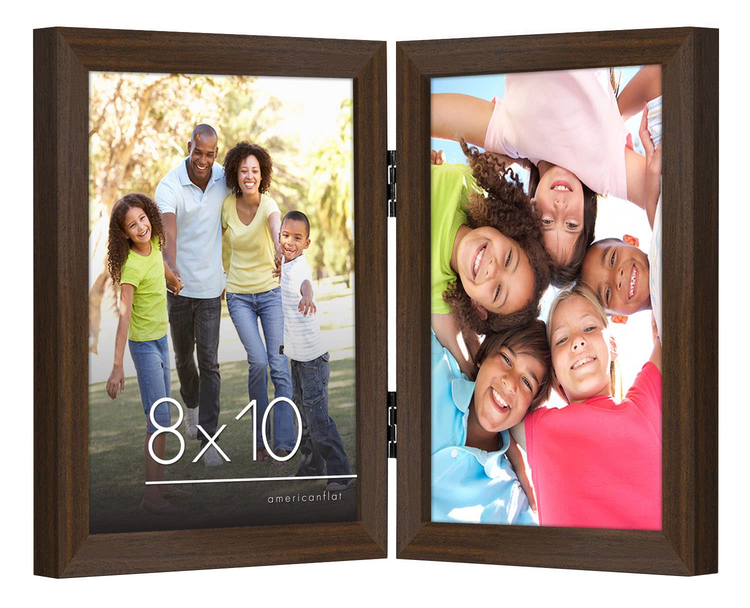 Americanflat Hinged 4x6 Picture Frame with Shatter-Resistant Glass - Double Picture Frames with Engineered Wood - Signature Collection - Photo Frame for Tabletop Display - Black
