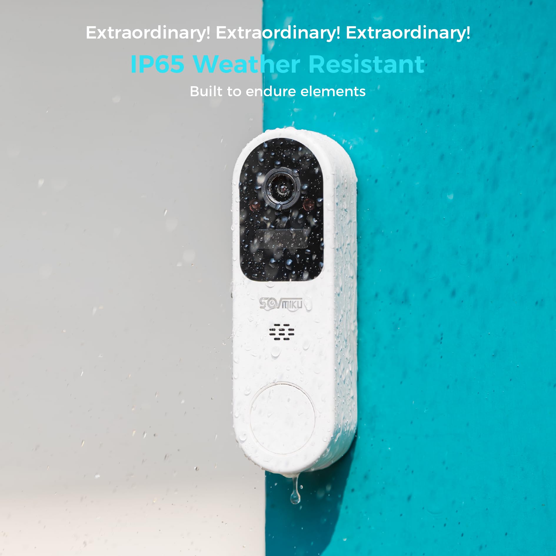 SOVMIKU Vicohome DB3 2K Smart Video Doorbell with Chime, Home Security Battery Camera Wireless, Audible Alarm, Easy to Setup, Human Detection,Two Way Audio, 2.4GHz Wi-Fi, No SD Slot