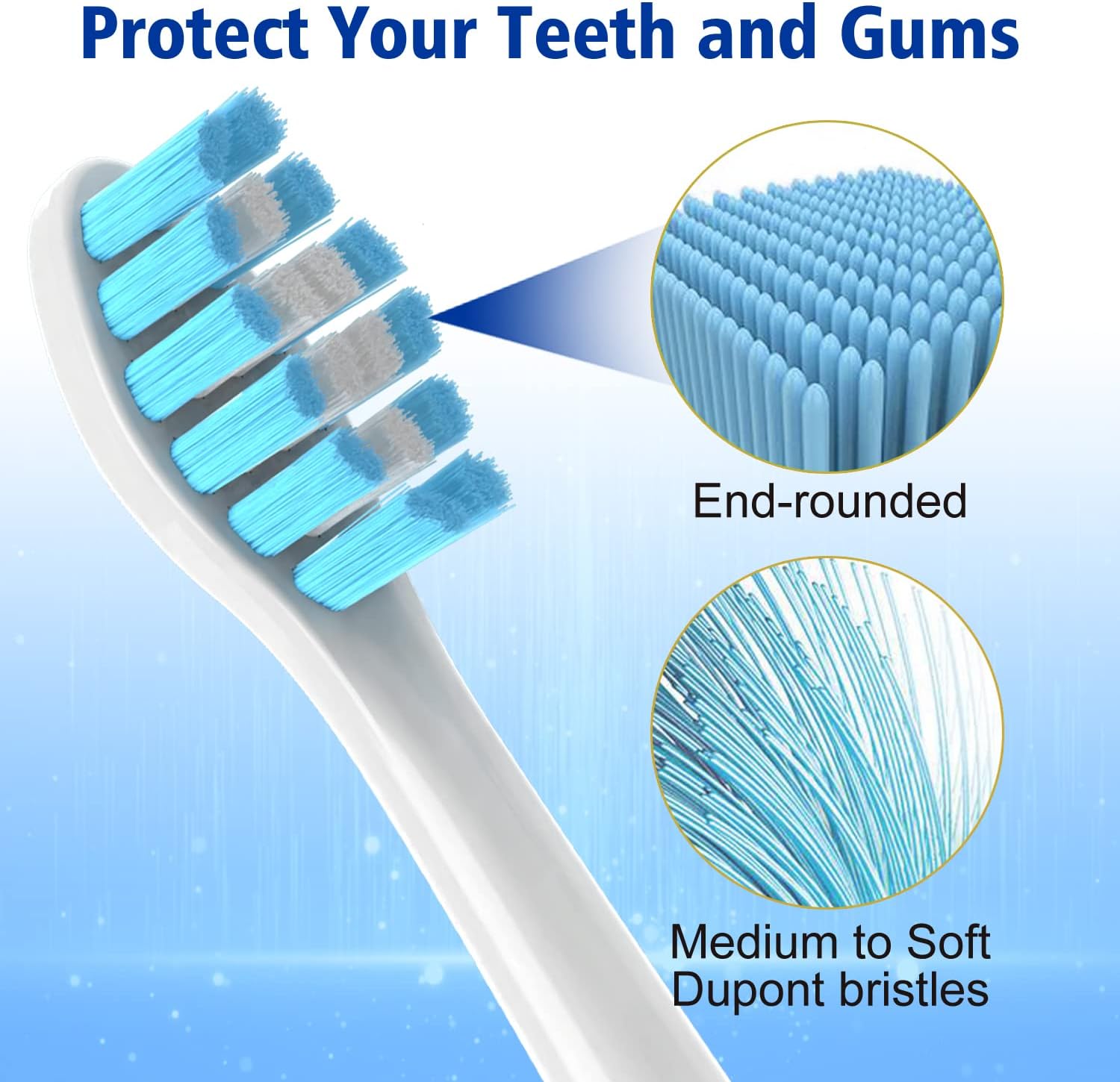 OralClass Replacement Toothbrush Heads for Philips Sonicare Click-on Handles, Medium Soft Electric Brush Heads Refills, 8 Pack