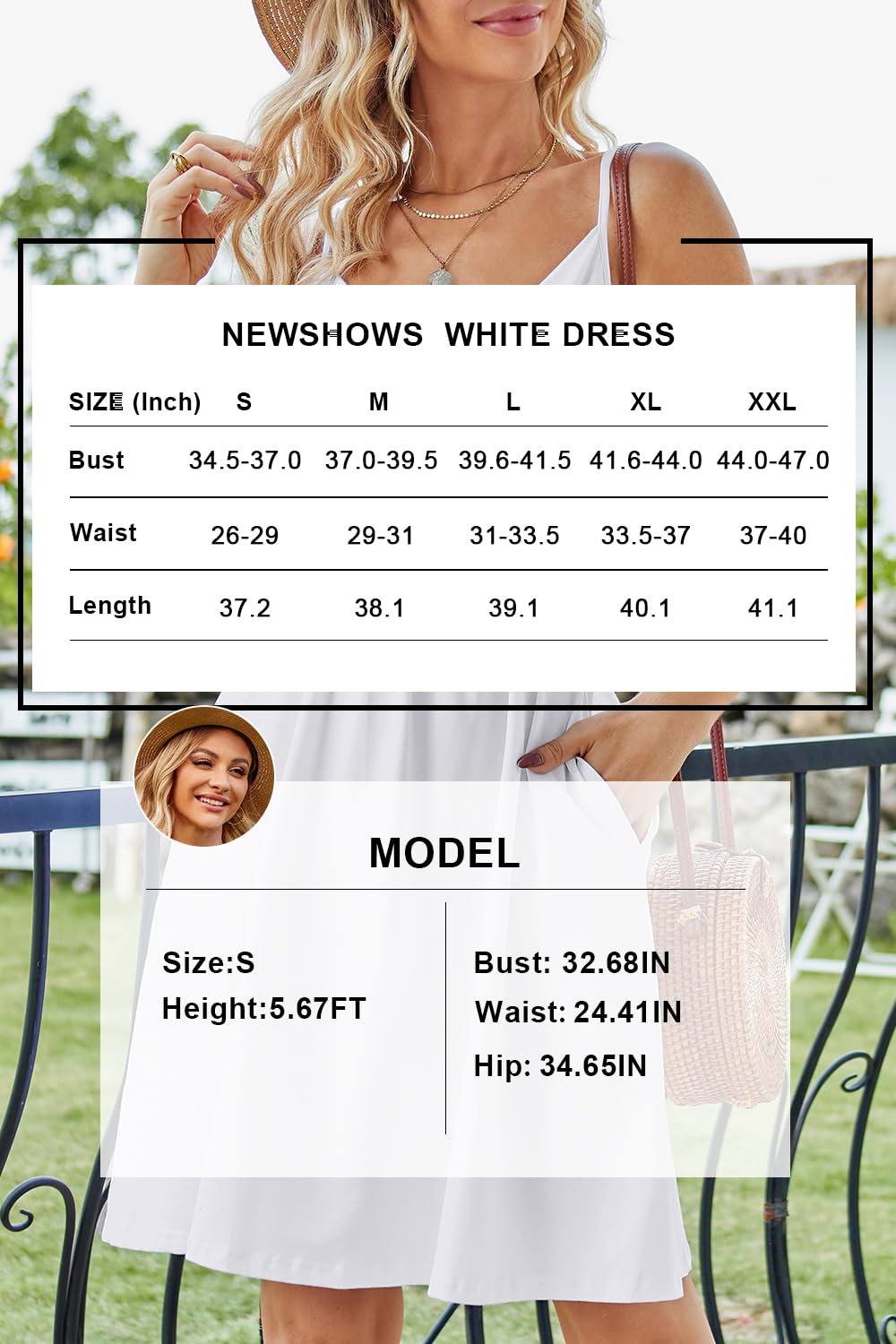 Newshows Women's Summer Dress 2025 Spaghetti Strap Sleeveless V Neck Casual Swing Sundress with Pockets