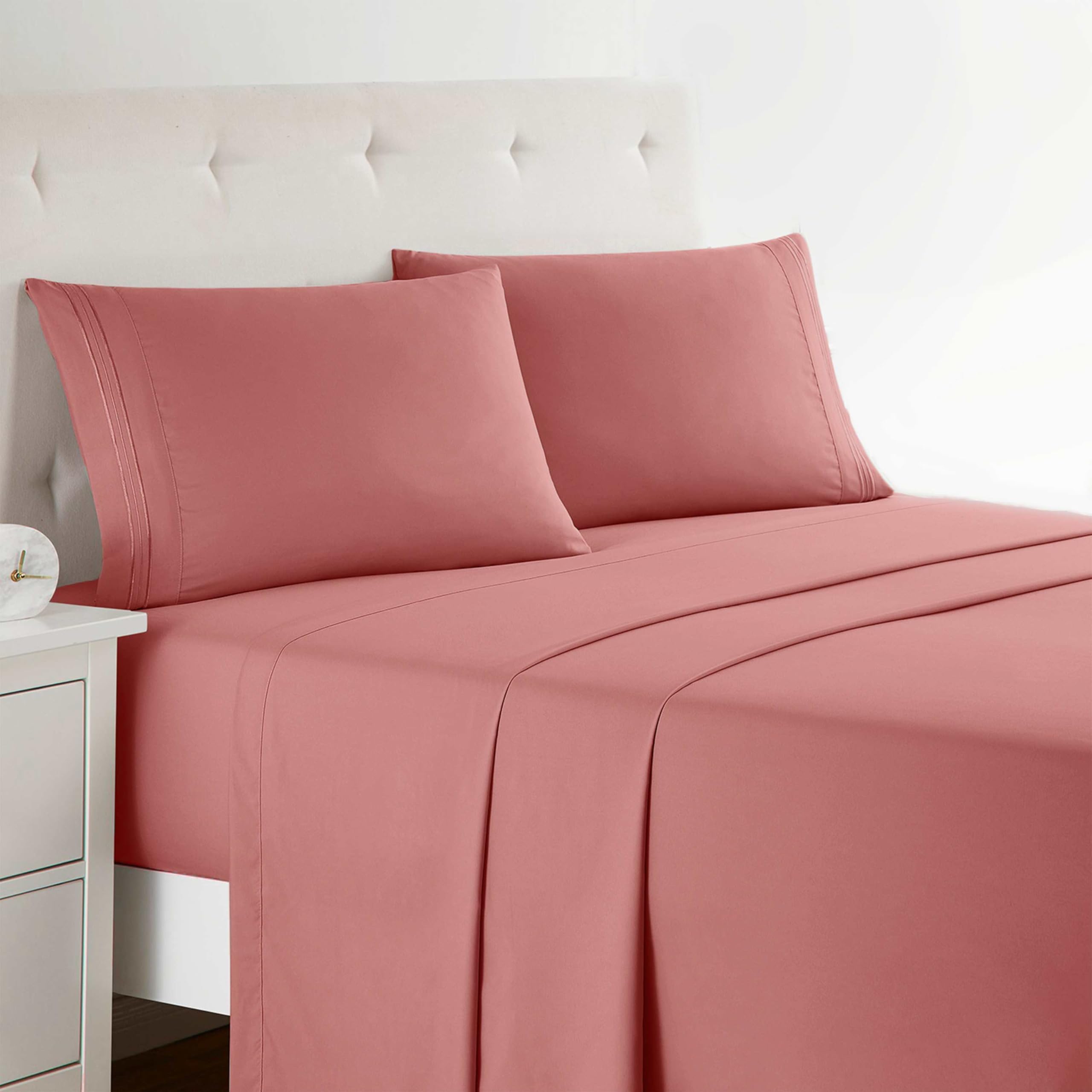 Clara Clark Bed Sheets, Premier 1800 Series 4 Piece Bed Sheet Set, Deep Pocket, Wrinkle, Fade, Stain Resistant, Luxury Soft Bedding Sheets & Pillowcases, Twin, Beach Blue