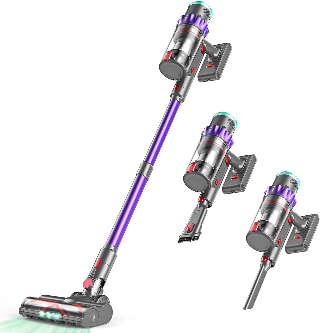 Cordless Vacuum Cleaner, 25kPA Vacuum Cleaners for Home, Stick Vac with Anti-Tangle Brush, 40 Mins Runtime, Lightweight, Versatile for Carpet, Hard Floor, Pet Hair