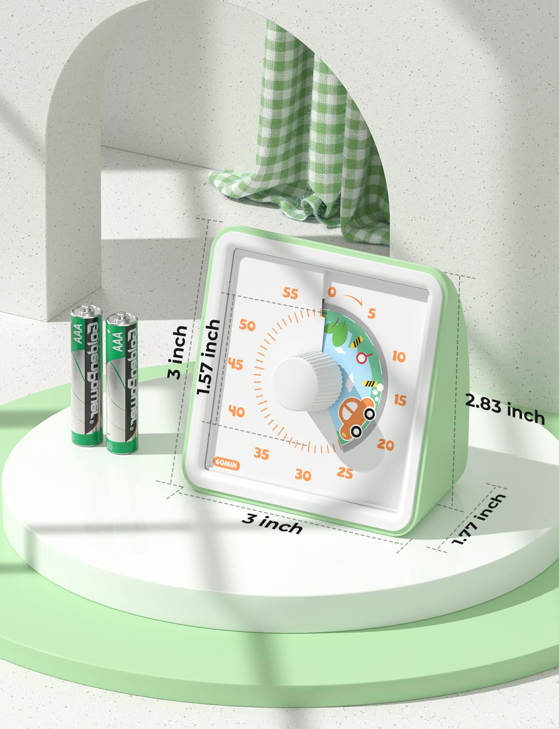 LIORQUE 60 Minute Visual Timer for Kids, Visual Countdown Timer for Classroom Office Kitchen with 'Rainbow' Pattern Design, Pomodoro Timer with Silent Operation (Batteries Included)