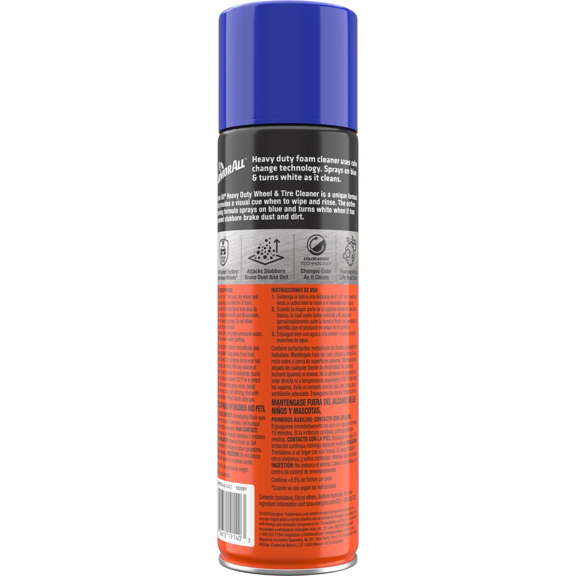 Armor All Heavy Duty Wheel and Tire Cleaner, Car Wheel Cleaner Spray, 22 Oz, Multicolor, 1.37 Pound (Pack of 1)