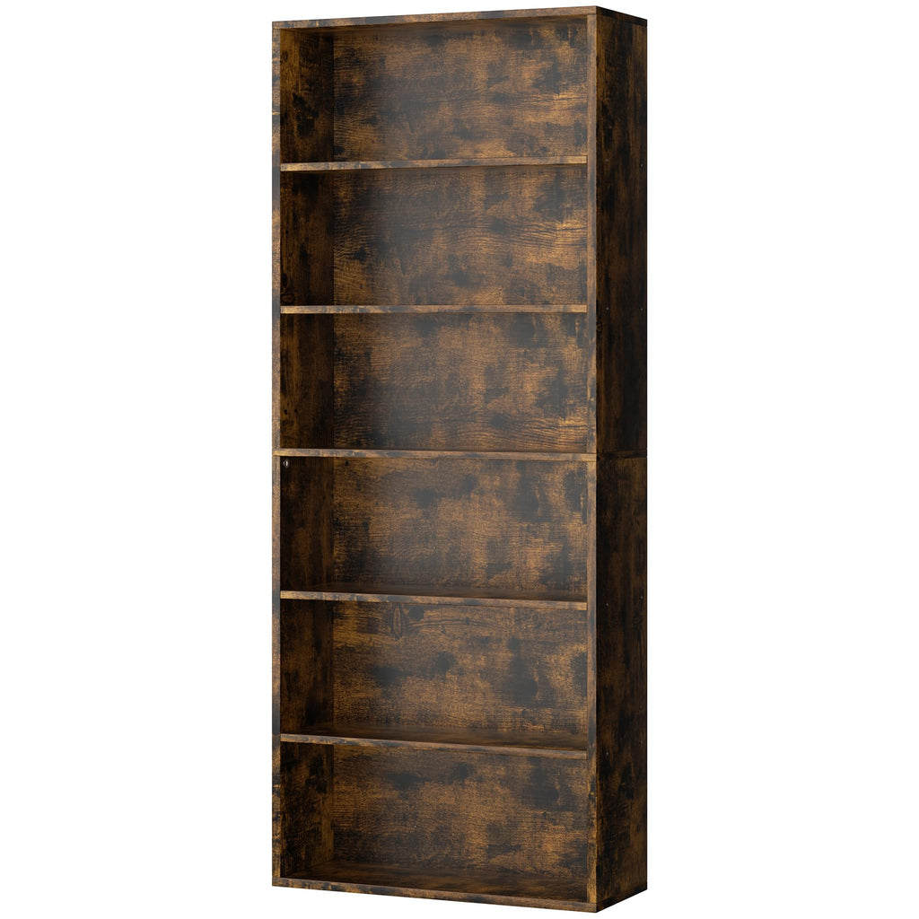 Shintenchi Bookshelf,6-Tier Open Bookcase and Bookshelves,6 Shelf Display Storage Shelves Floor Standing 70.6 inches Tall Bookcase for Home Office, Living Room (Black)