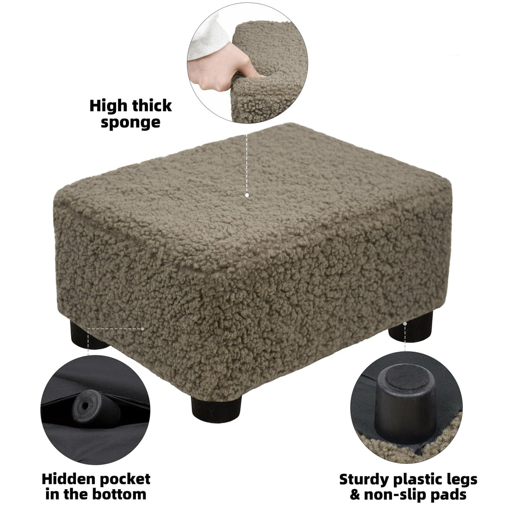 CAROLMADE Small Foot Stool Ottoman Footstool with Legs Under Desk Footrest for Living Room Bedroom and Office, Black