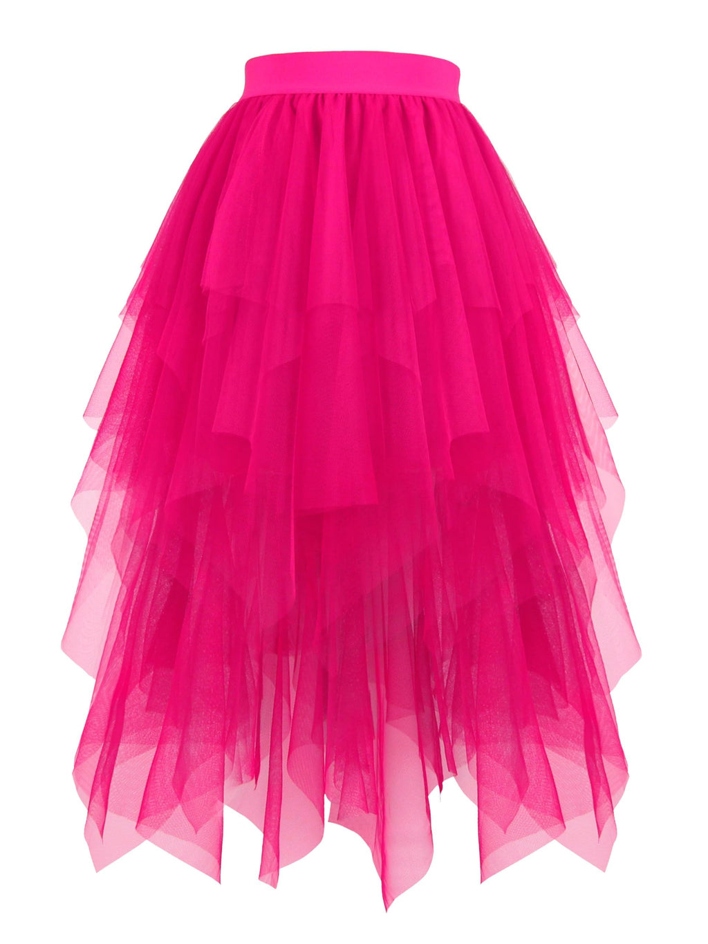 Hanpceirs Women's Tulle Skirts High Low Layered A-line Midi Skirt Irregular Tutu for Women
