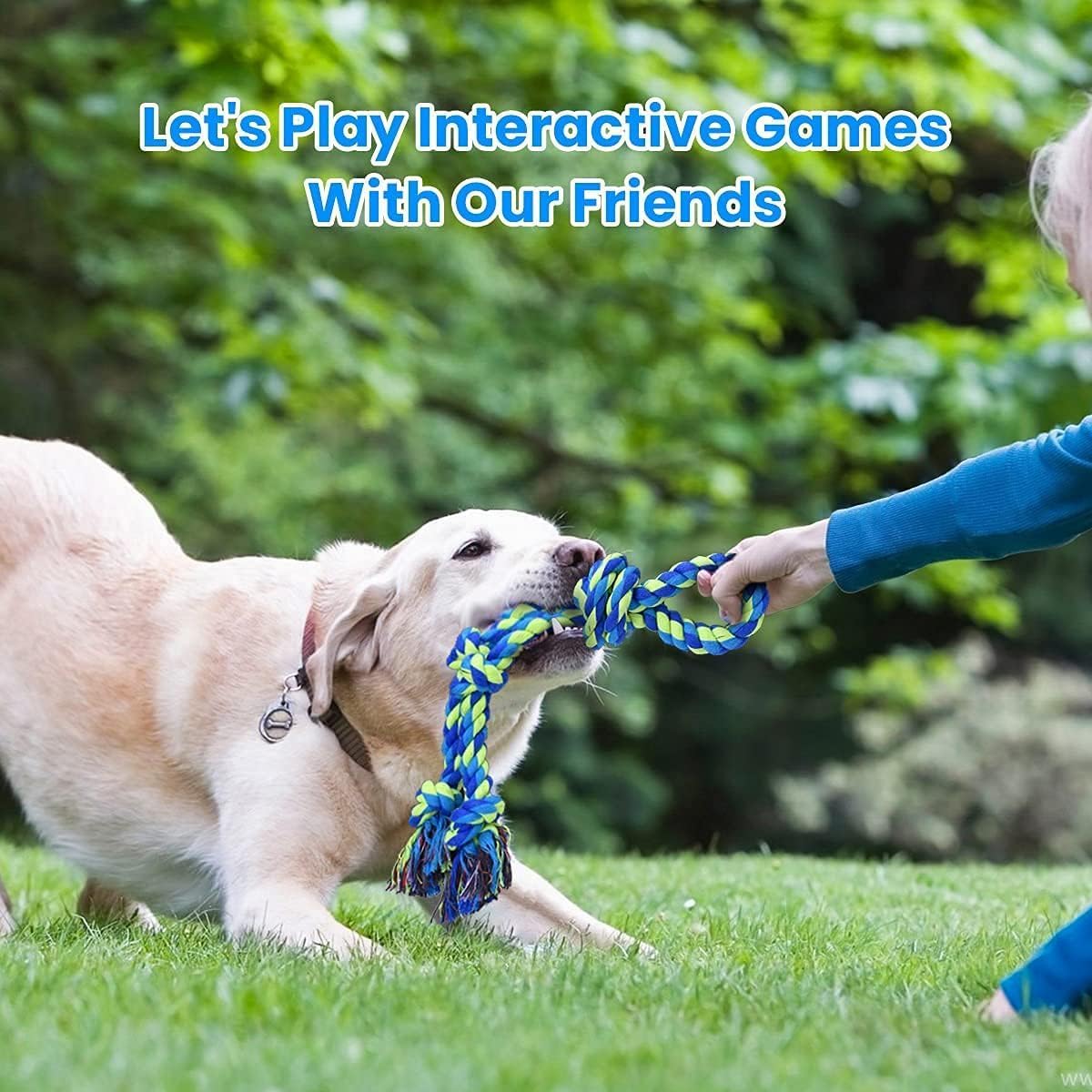 Feeko Heavy Duty Dog Rope Toys for Large Breed Aggressive Chewers, 2 Pack Indestructible Teeth Cleaning Tug of War Toy