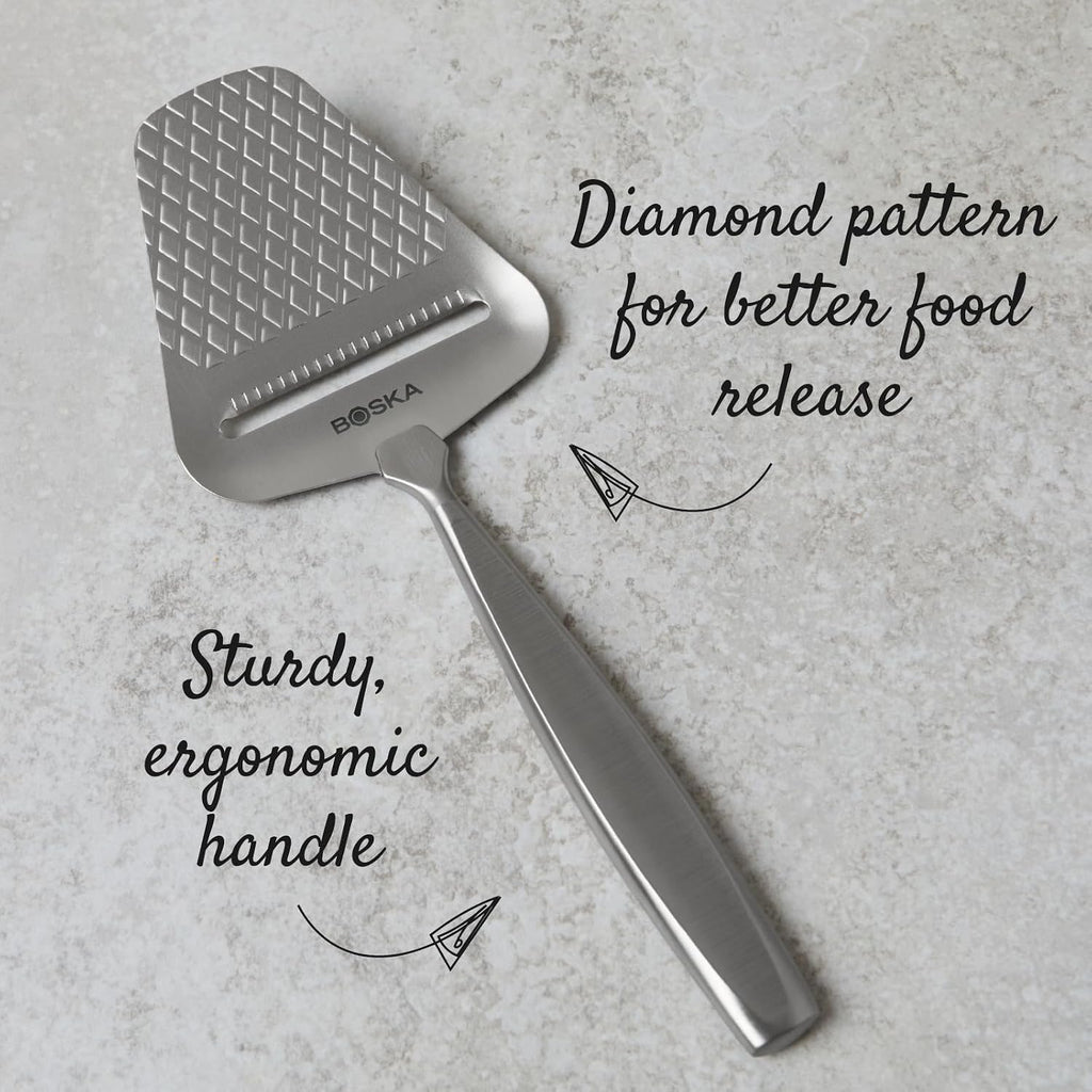 BOSKA Monaco+ Premium Cheese Slicer - Award Winning Cheese Cutter for Block Cheese, Cheddar up to Parmesan - Quilted Pattern reduces Resistance - Non-stick & Ergonomic Handheld