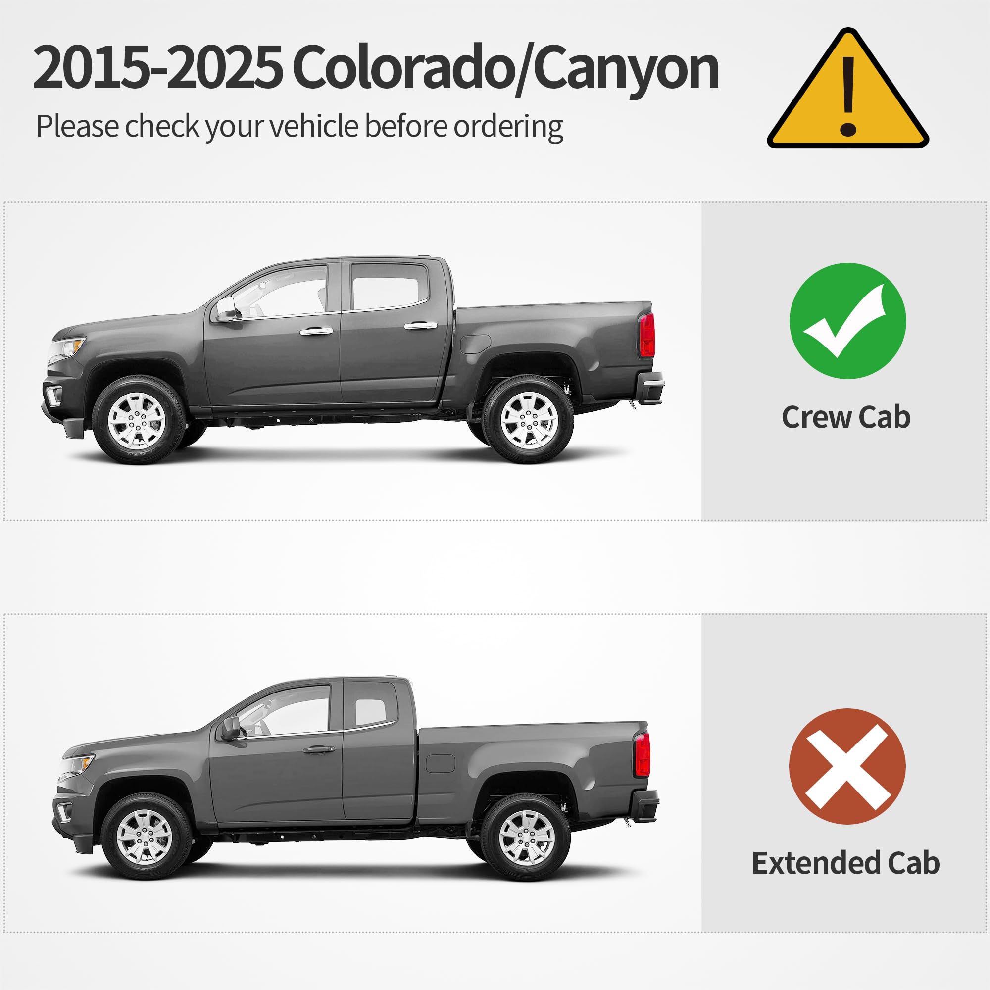 OEDRO Running Boards: Compatible with Chevy Colorado/GMC Canyon 2015-2026 Crew Cab, Side Steps Two-Stairs Bed Access Nerf Bar Rails