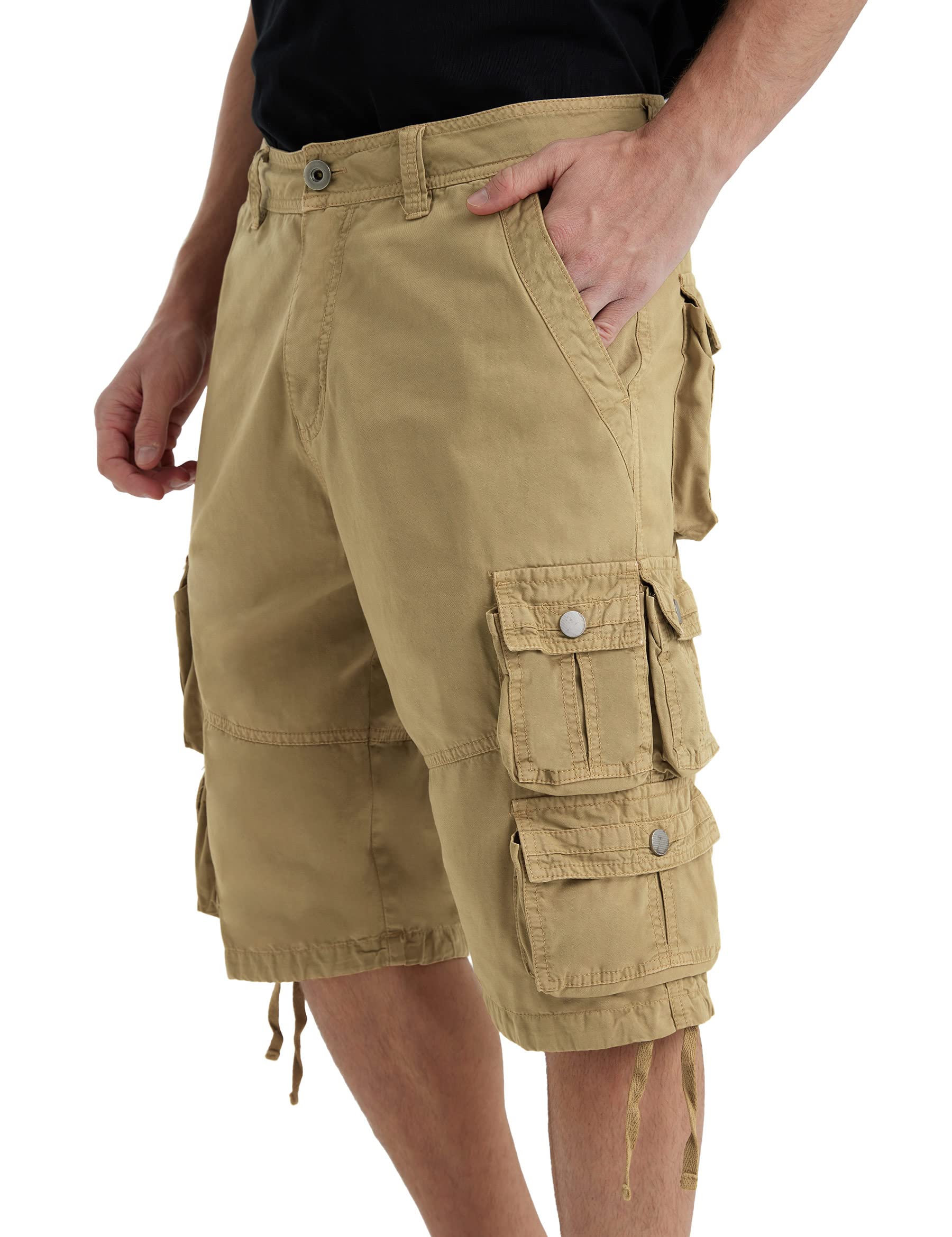 YGREYG Mens Cargo Shorts Long Capri Below The Knee Shorts 3/4 Relaxed Fit Long Shorts with Pockets