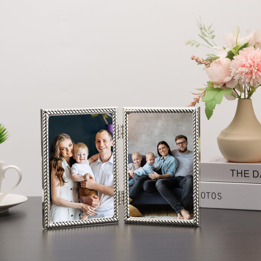 4x4 Gold Rope Design Metal Picture Frame With Mat for 3x3'', Premium Velvet Backing Real Glass Front Desktop & Wall Display Elegant Home Decor