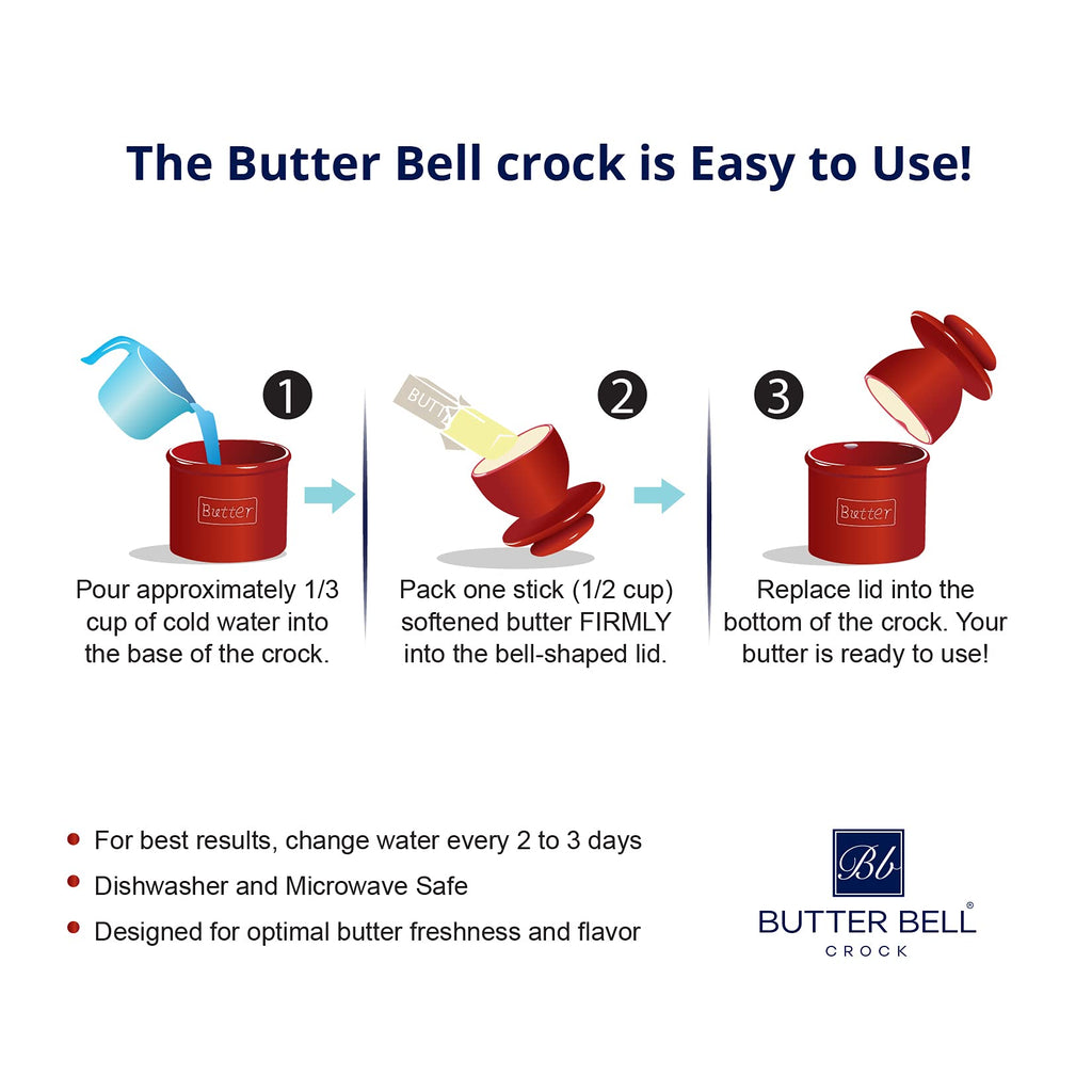 Butter Bell - The Original Butter Bell Crock by L. Tremain, a Countertop French Ceramic Butter Dish Keeper for Spreadable Butter, French Ceramic Butter Dish Keeper, Specialty (Ivory Matte)