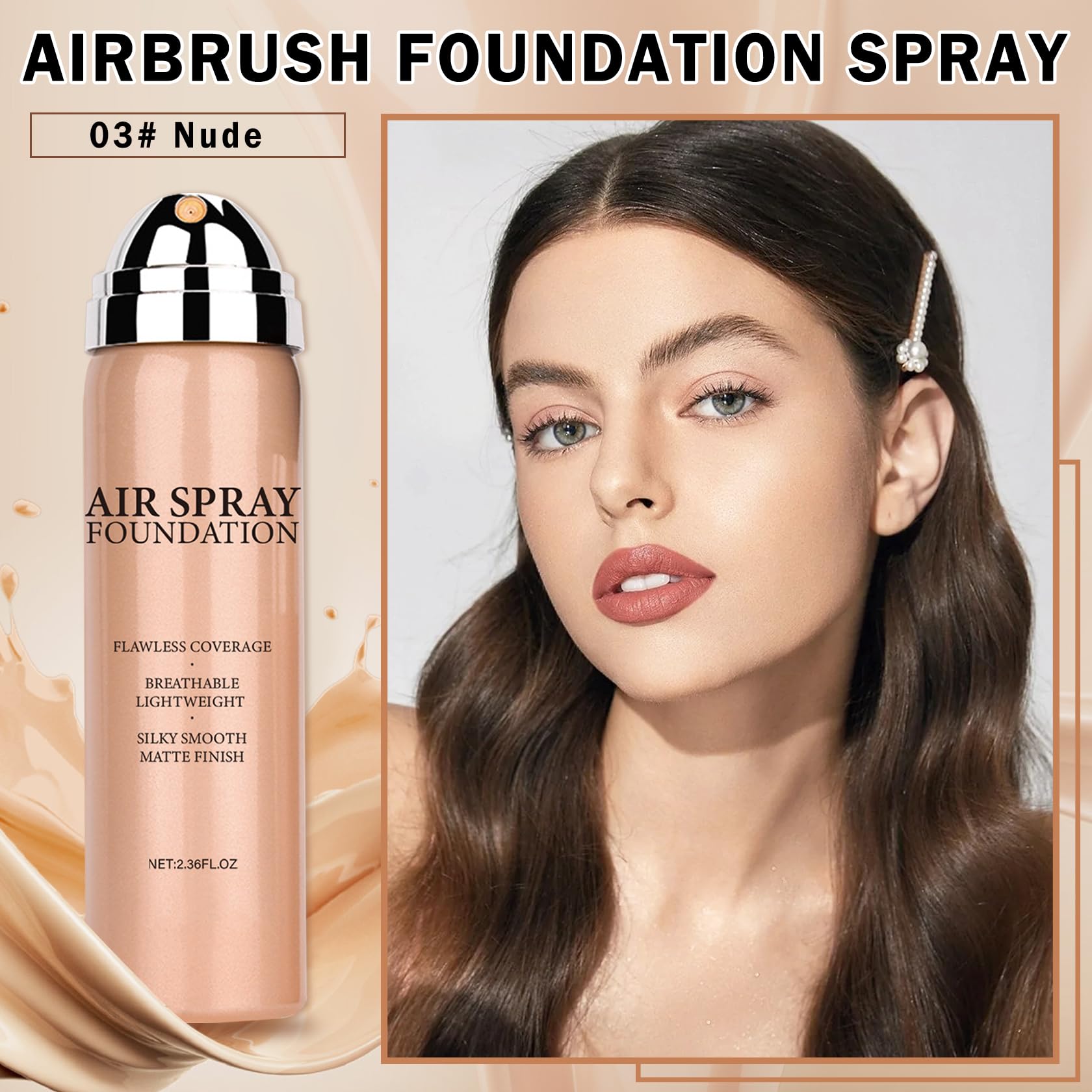 Air Brush Makeup Foundation and Makeup Primer for Face,Hydrates and Moisturizes,Buildable Coverage with Anti-aging Formula for Smooth Radiant Skin (01 Natural/Warm Porcelain)