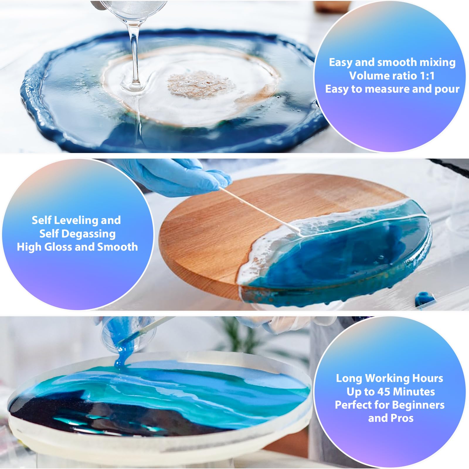 1 Gallon Epoxy Resin Kit, Crystal Clear and Hard Upgraded 2 Part Resin and Hardener for Casting Coating, Countertop, Table top, Art DIY Handcraft Jewelry