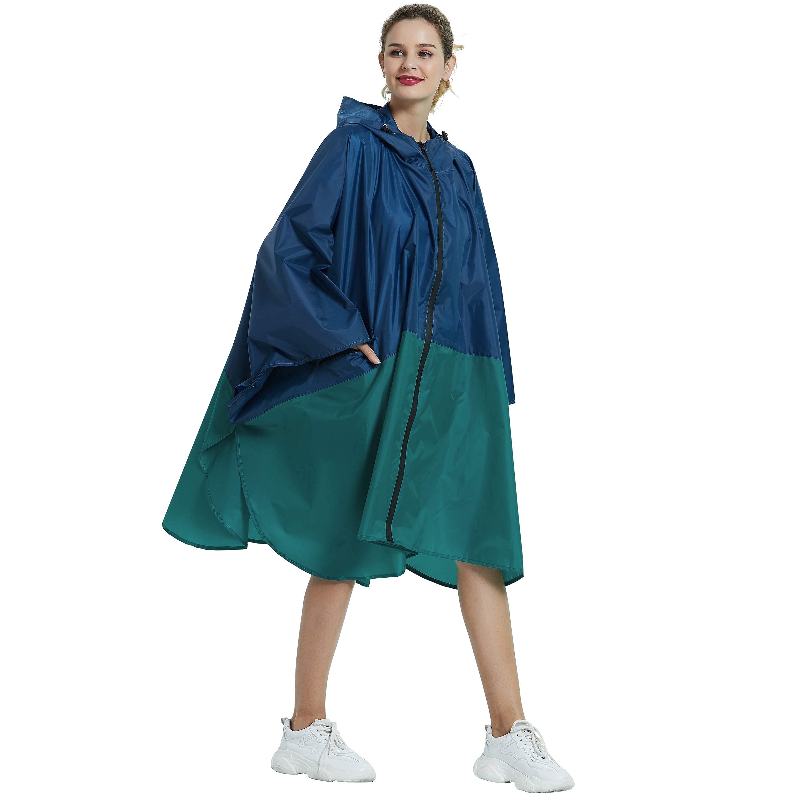 Rain Poncho Jacket Coat Hooded Zipper Style for Women/Men/Adult with Pocket