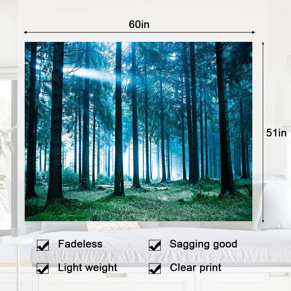Llamazing Forest Landscape Home Decor - Living Room & Bedroom Magic Tapestry (Sunlight&Creek, 60''L51''W)