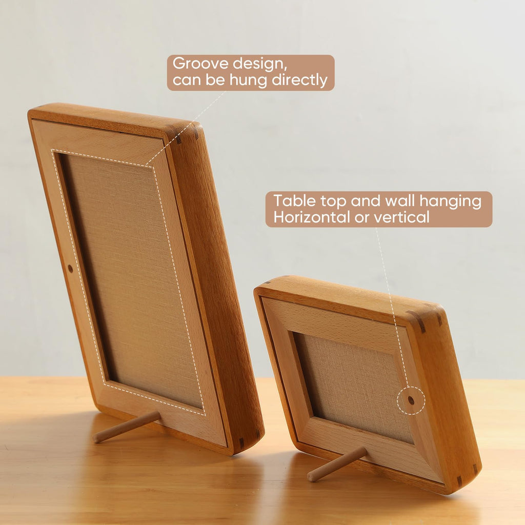 Mini Wood Picture Frame,Small Picture Frames 2x3 with Tiny Mat | Cute Polaroid Picture Frame,Teak Solid Natural Wood Tiny Photo Frame, Tabletop and Wall Mounting