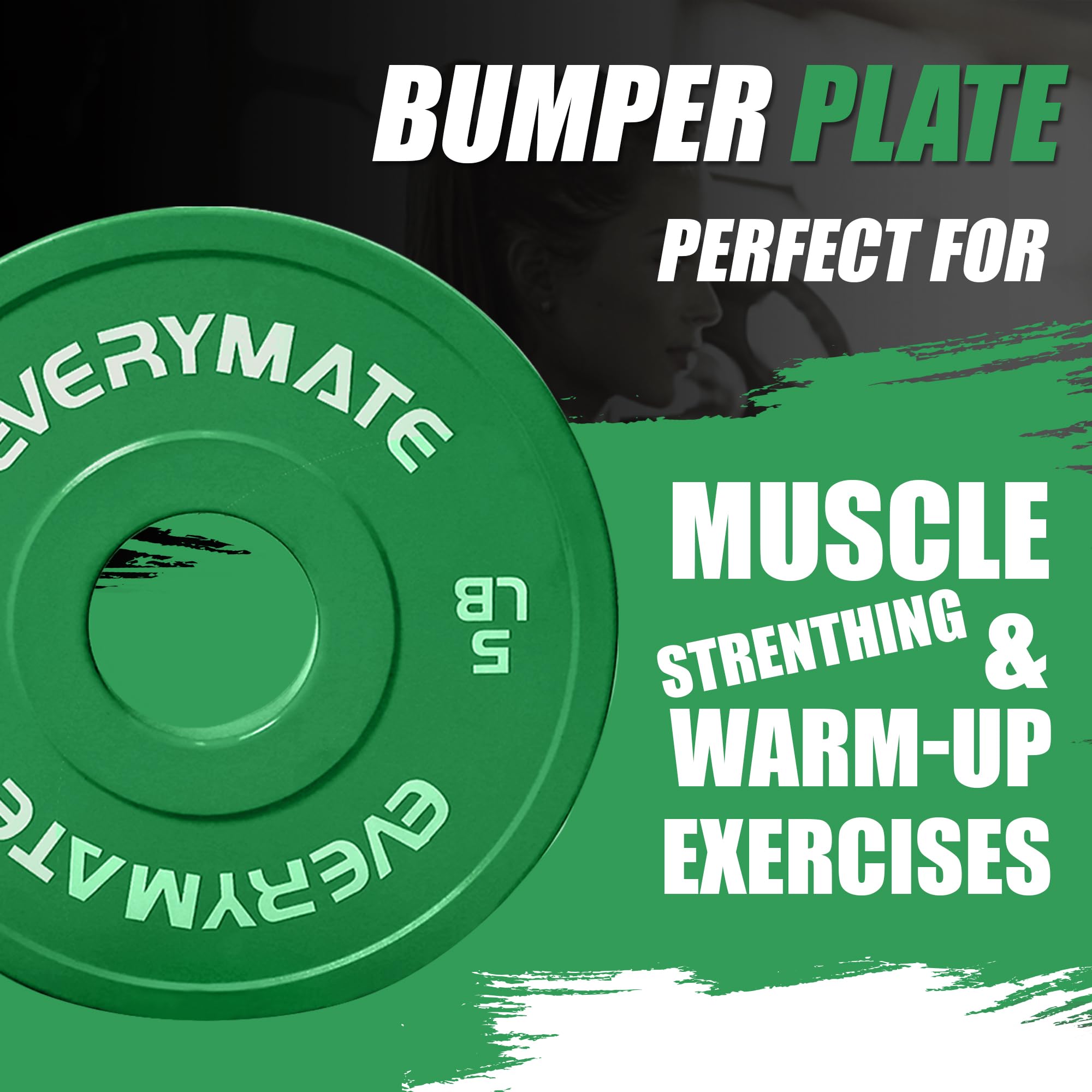 EVERYMATE Change Weight Plates 1.25LB 2.5LB 5LB Set Fractional Plate Olympic Bumper Plates for Cross Training Bumper Weight Plates Steel Insert Strength Training Weight Plates