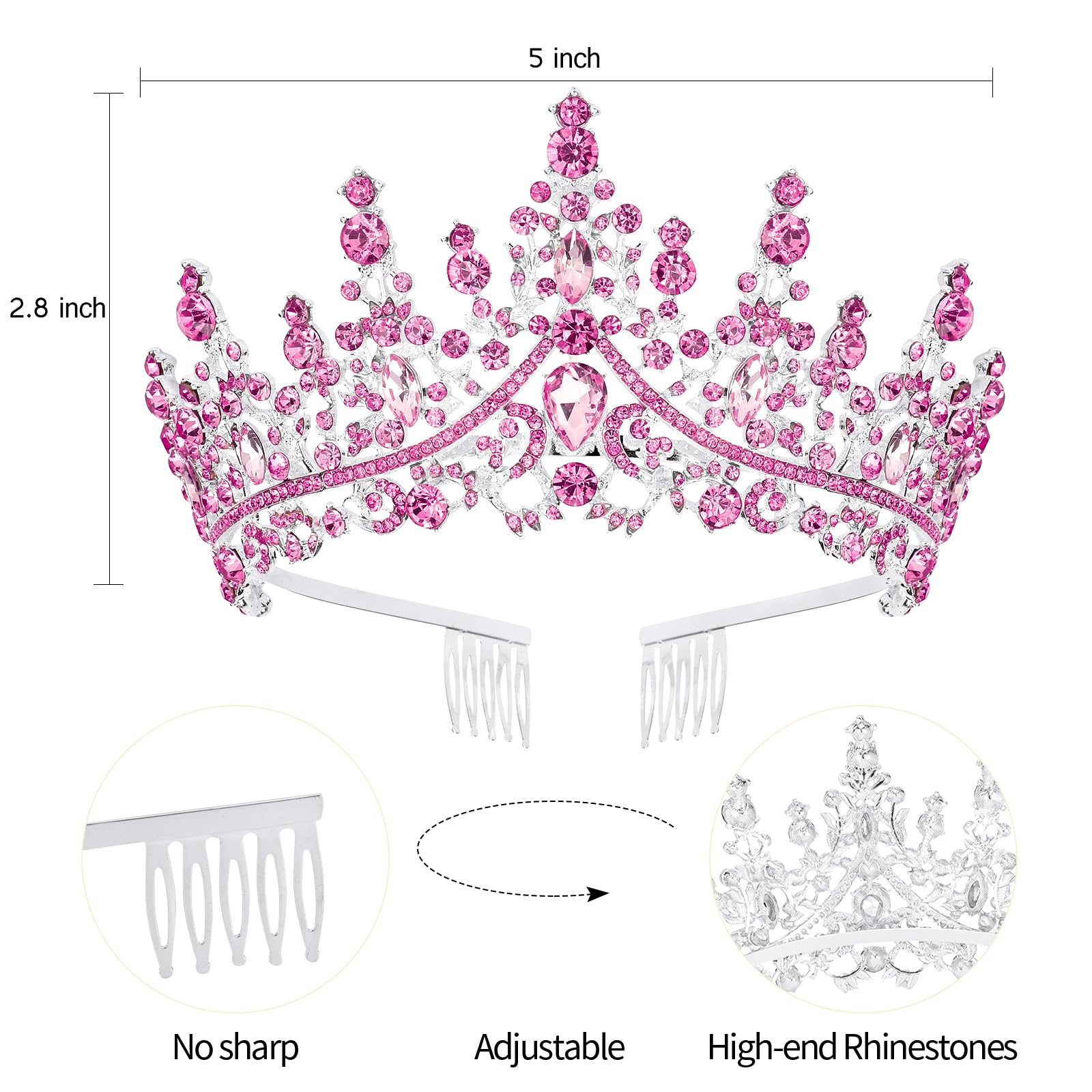 VELSCRUN AB Silver Crystal Birthday Queen Tiara Crowns for Women Girls Birthday Queen Headband Sash Elegant Princess Crown with Combs Hair Accessories Happy Birth Party Decorations Mom Gift