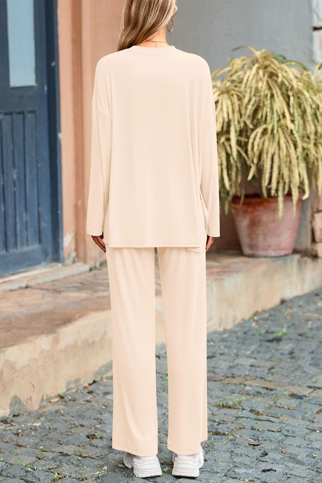 PRETTYGARDEN Women's Two Piece Lounge Sets Matching Long Sleeve Shirts Wide Leg Pants Tracksuits Travel Outfits Fall Clothes